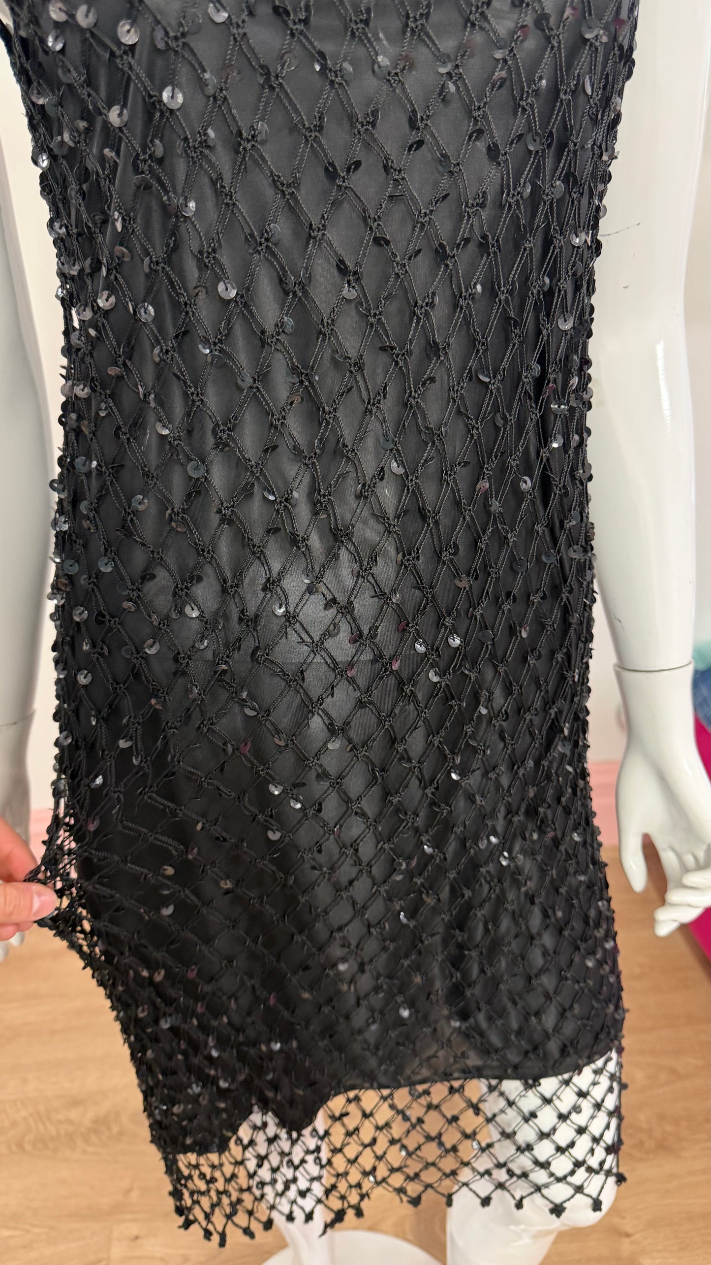 217 Sequin black net dress