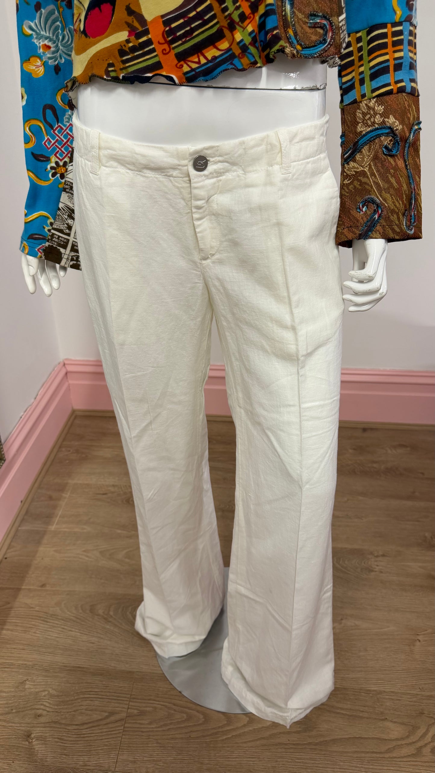 152 white linen trousers