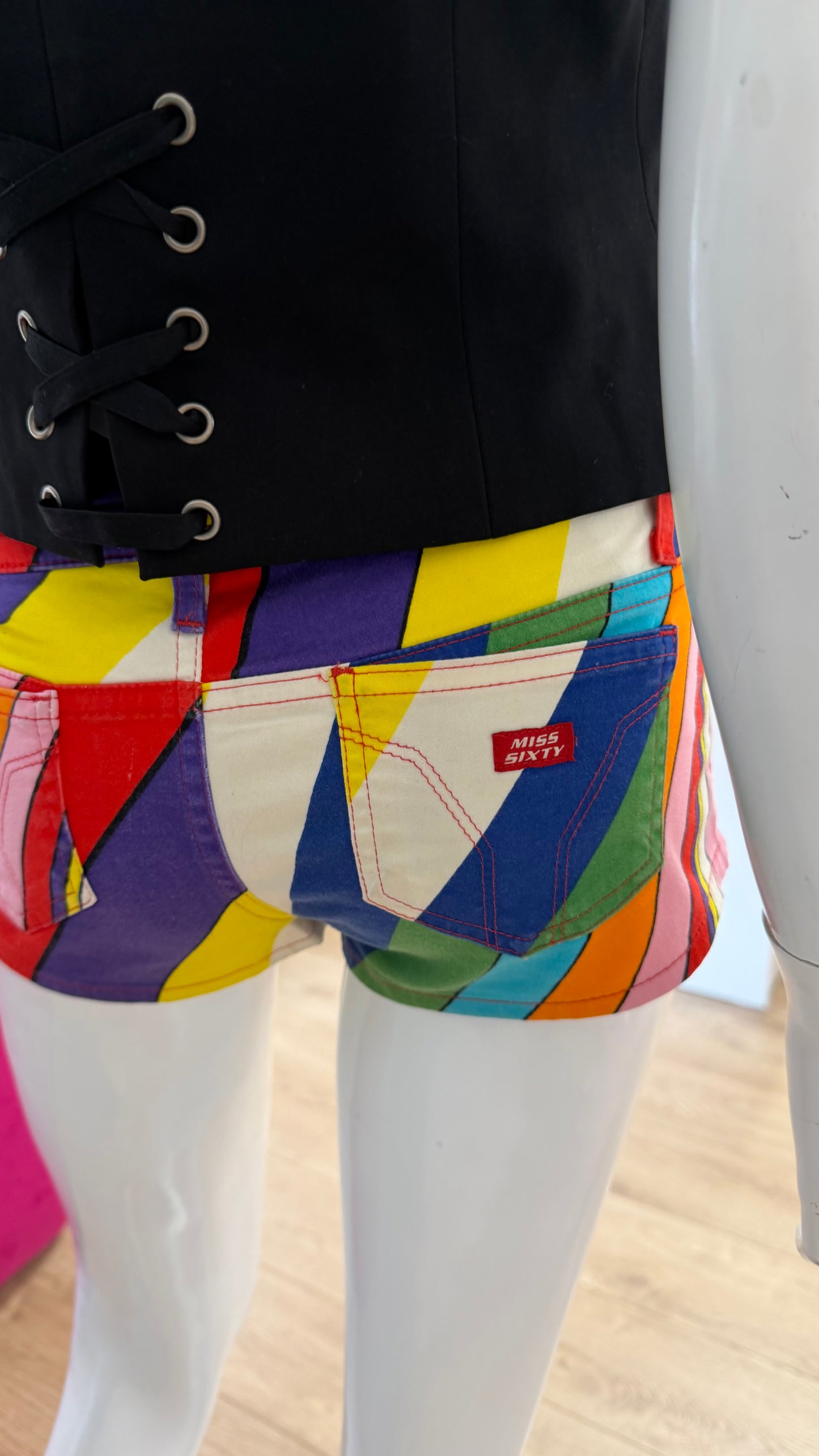 210 Miss sixty colorful abstract mini shorts