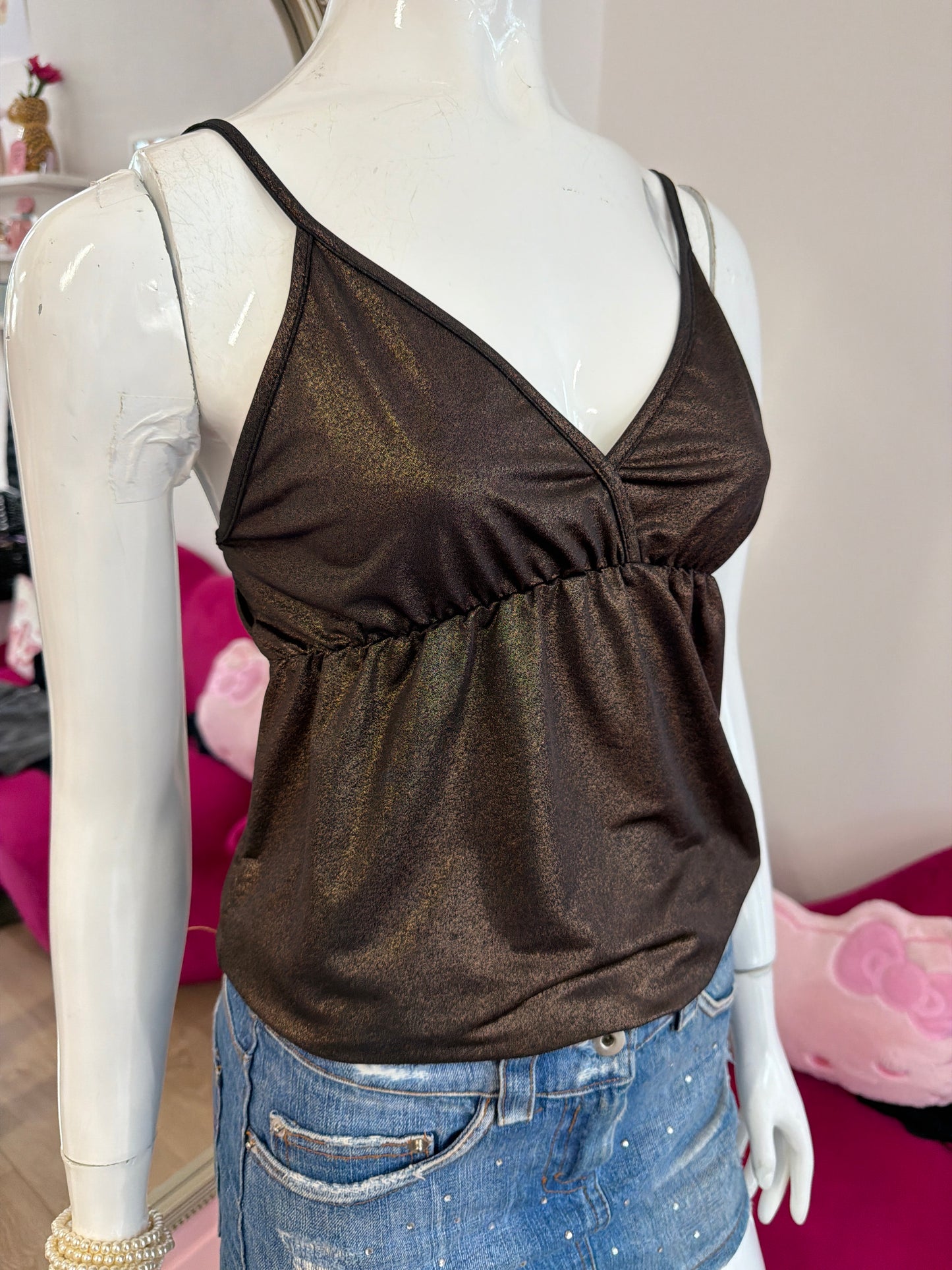 530 Brown metallic cami top