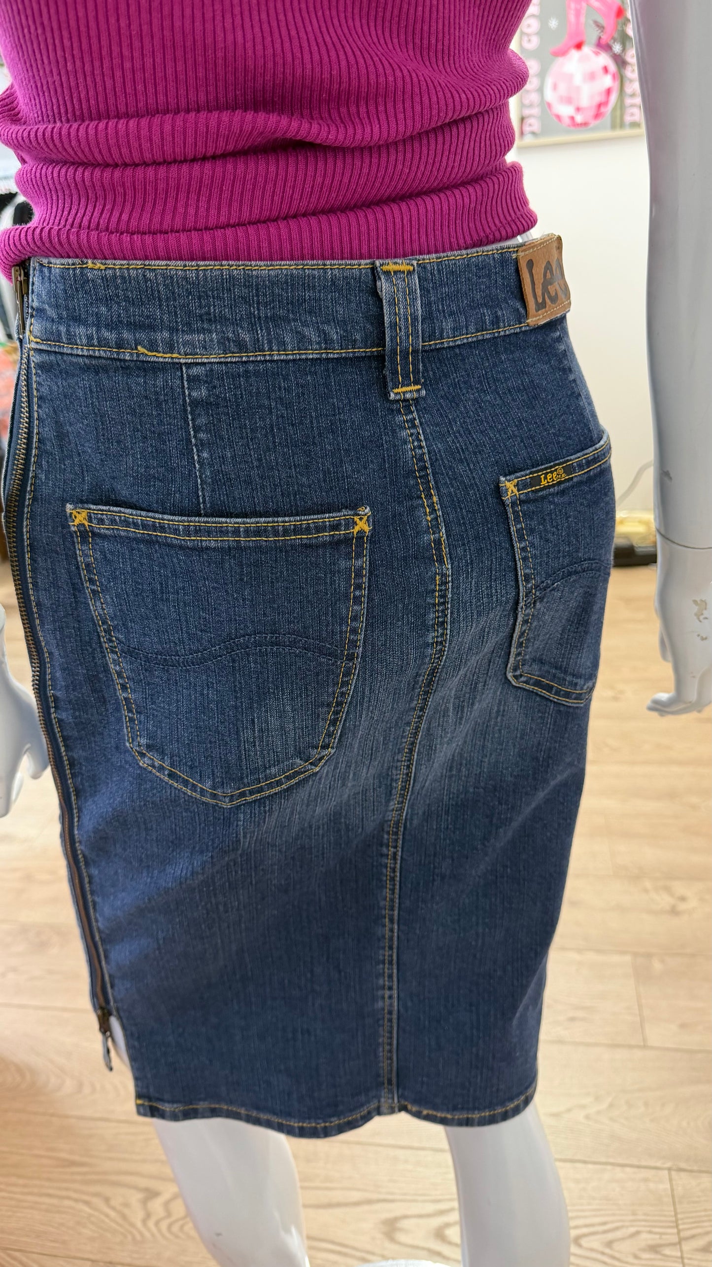 173 Lee denim midi skirt