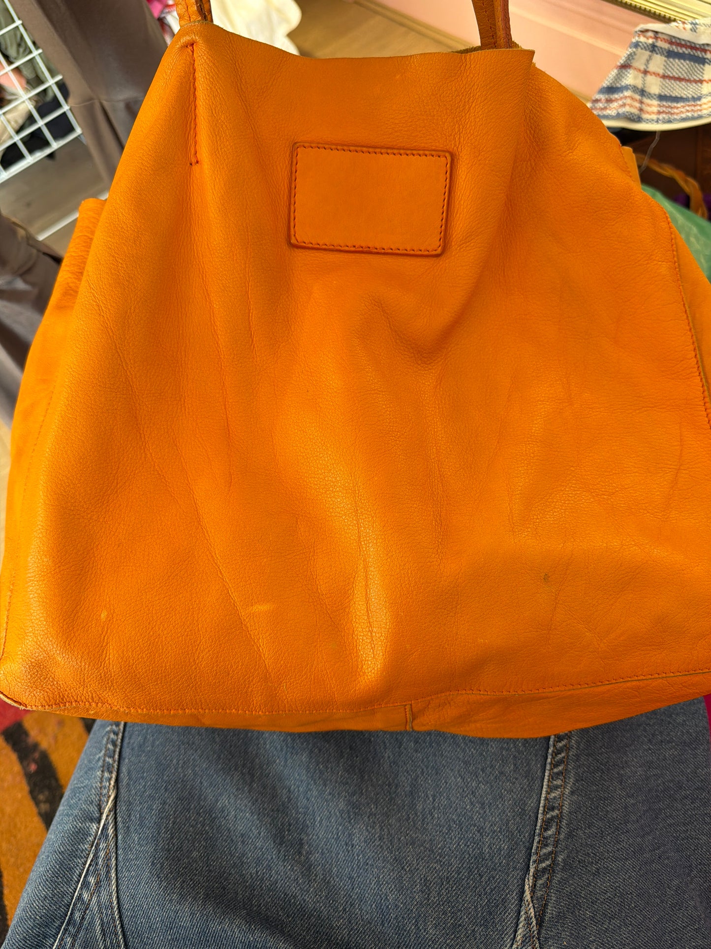 607 Orange leather bag