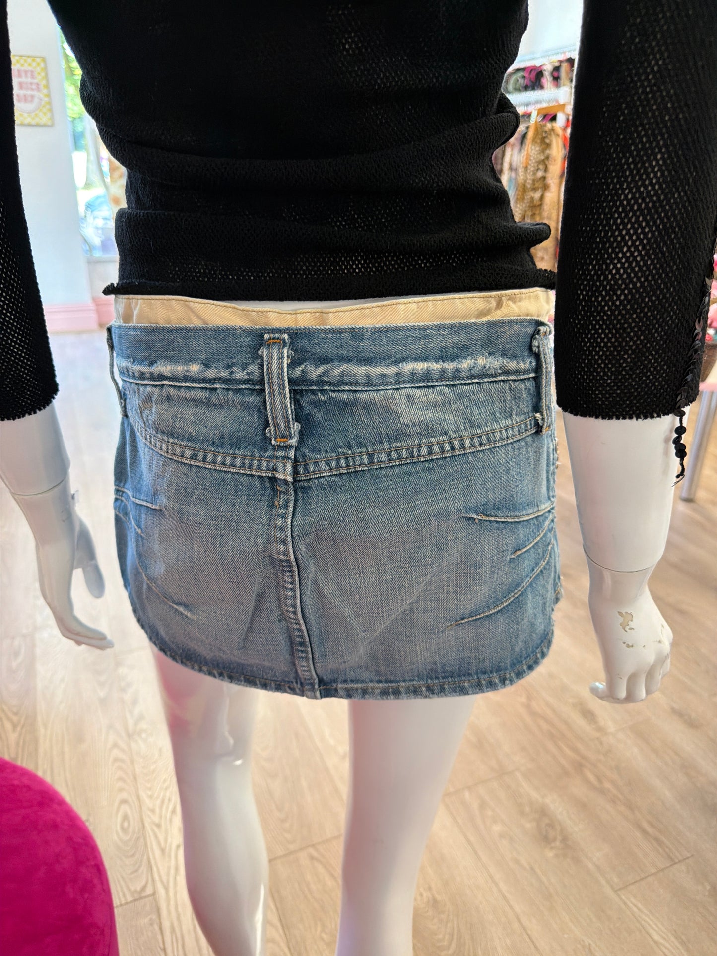 443 Denim mini skirt with detailing