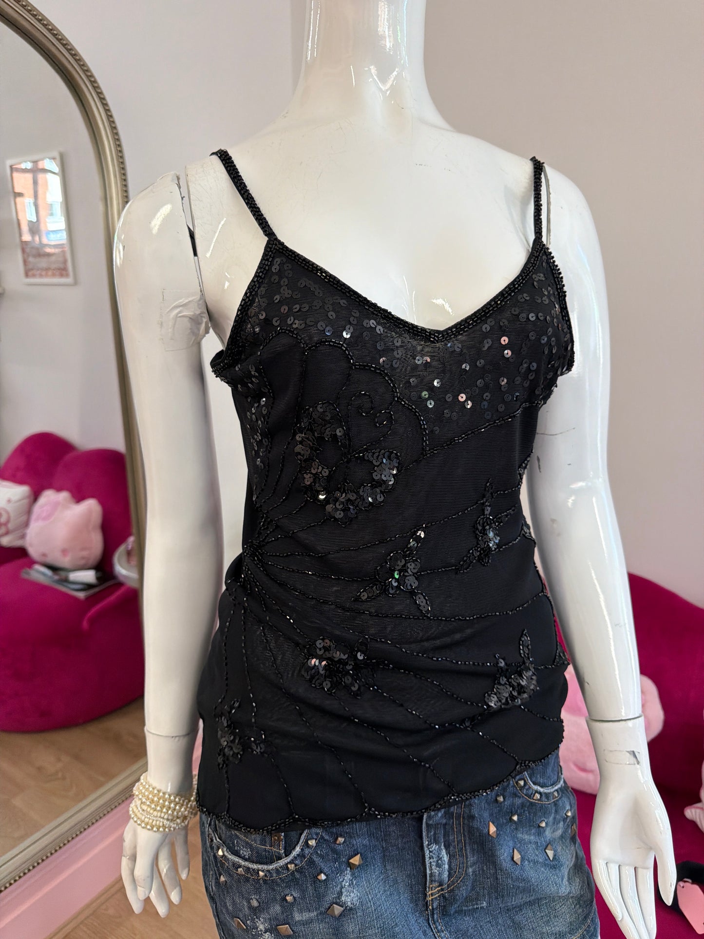 559 Black sequin cami top