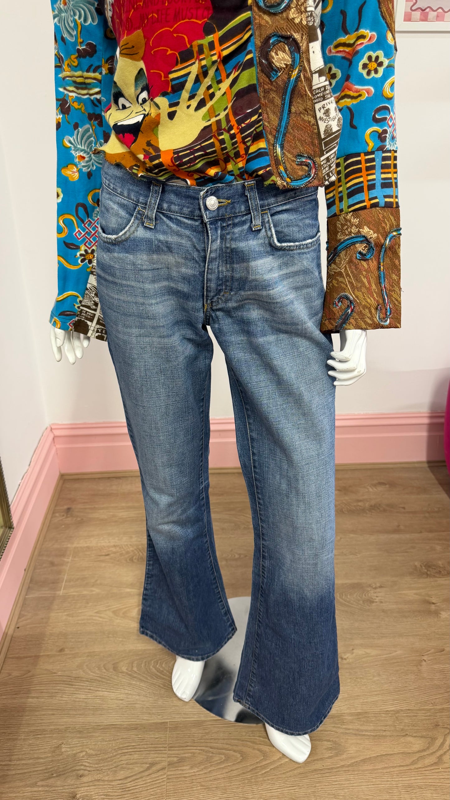 160 flared denim jeans