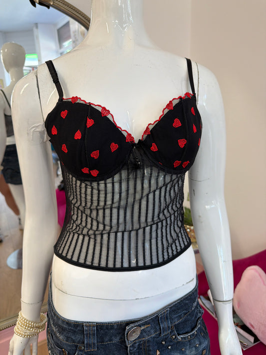 543 Black and red corset top