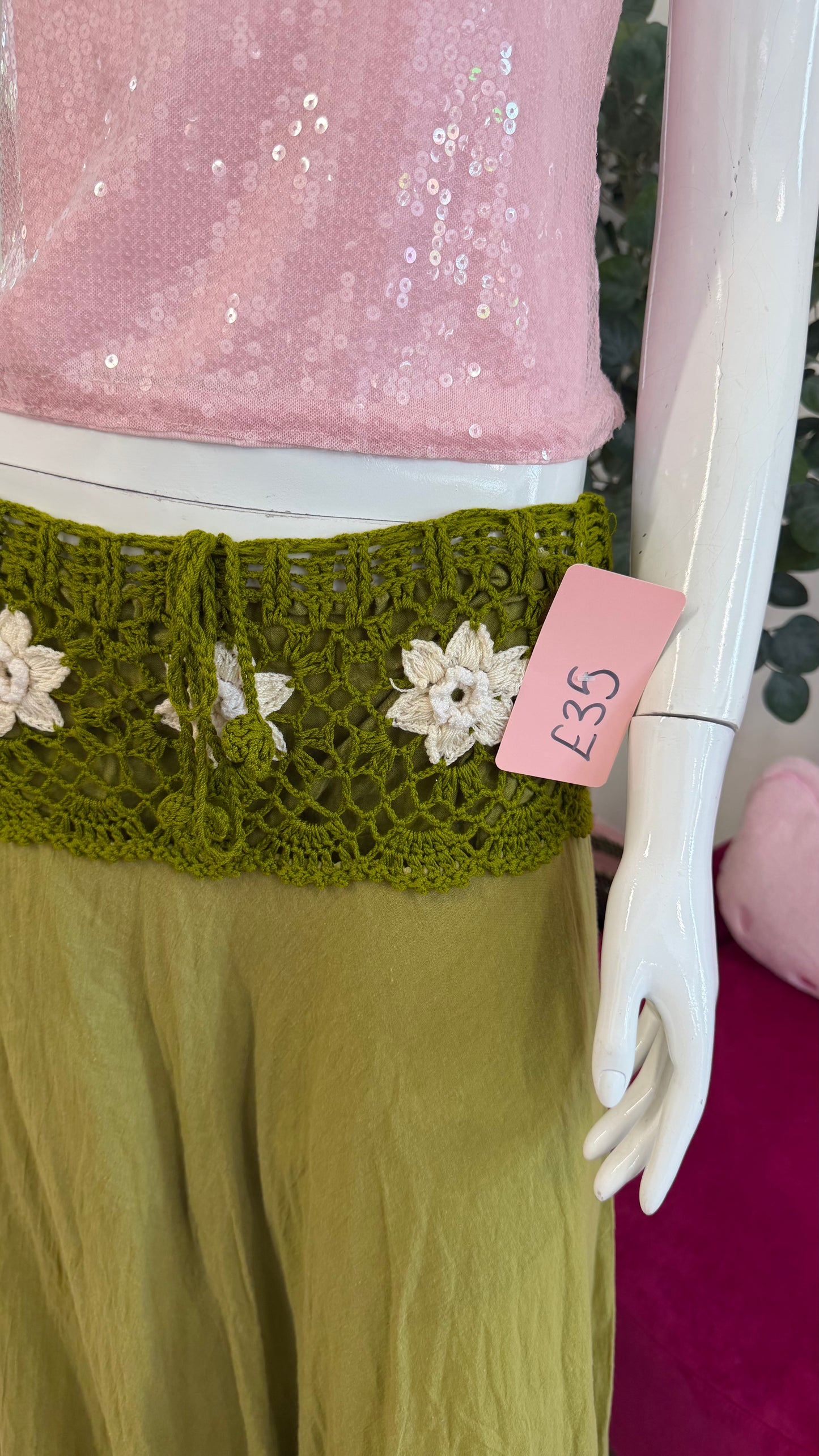 384 Green crochet skirt