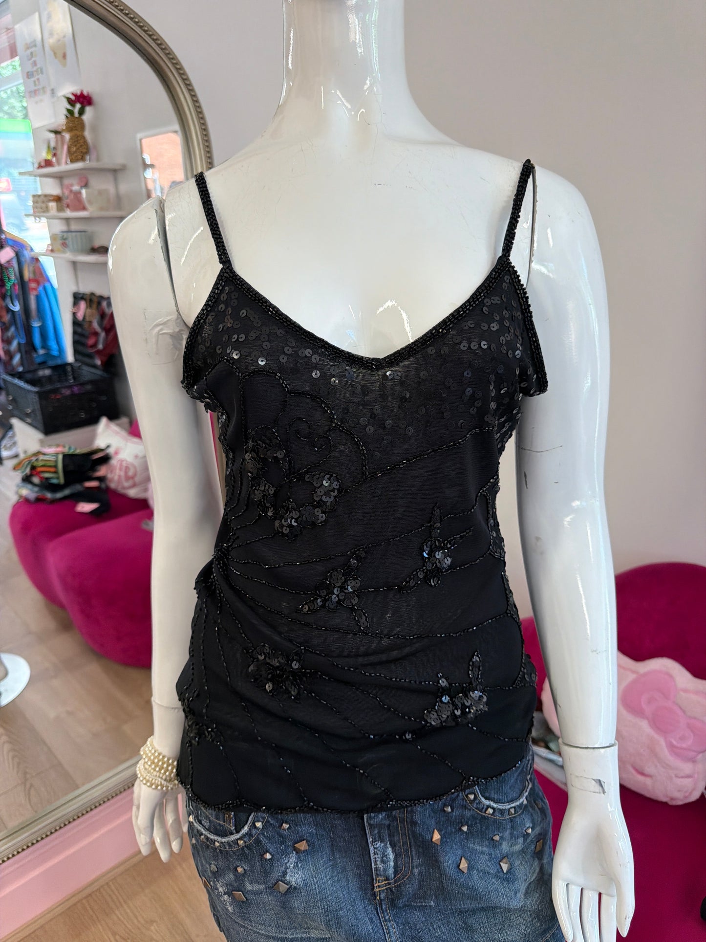 559 Black sequin cami top