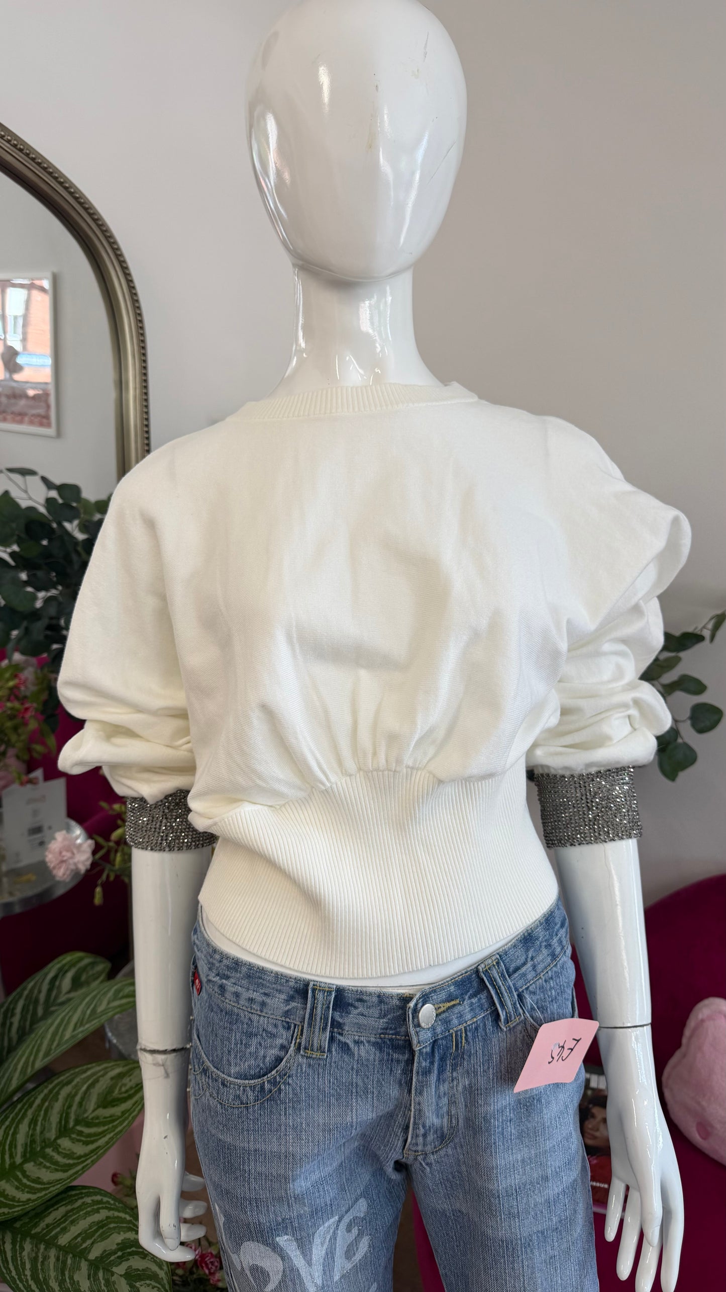 354 Guess jumper with rhinestone cuffs