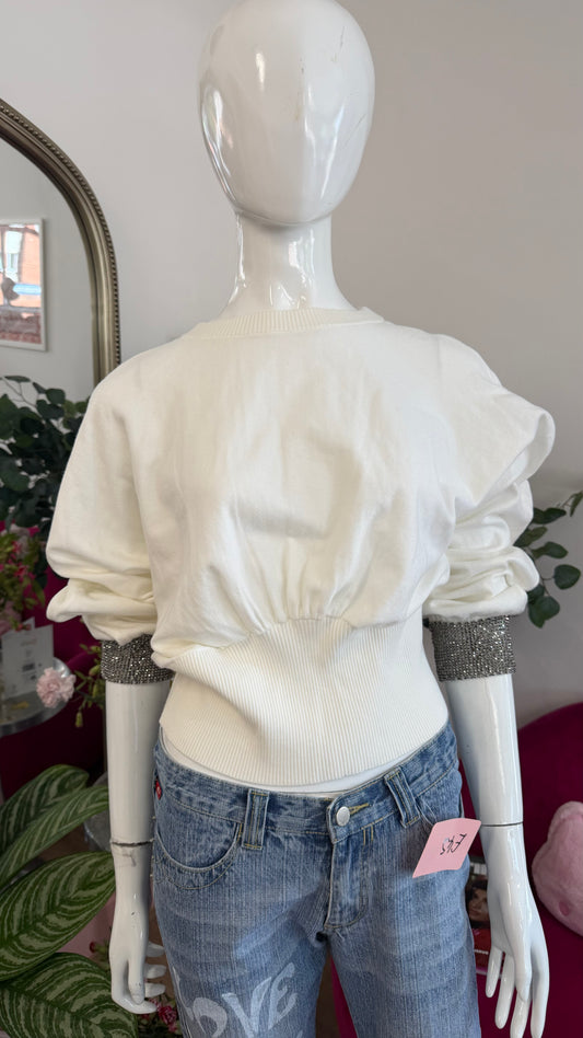 354 Guess jumper with rhinestone cuffs