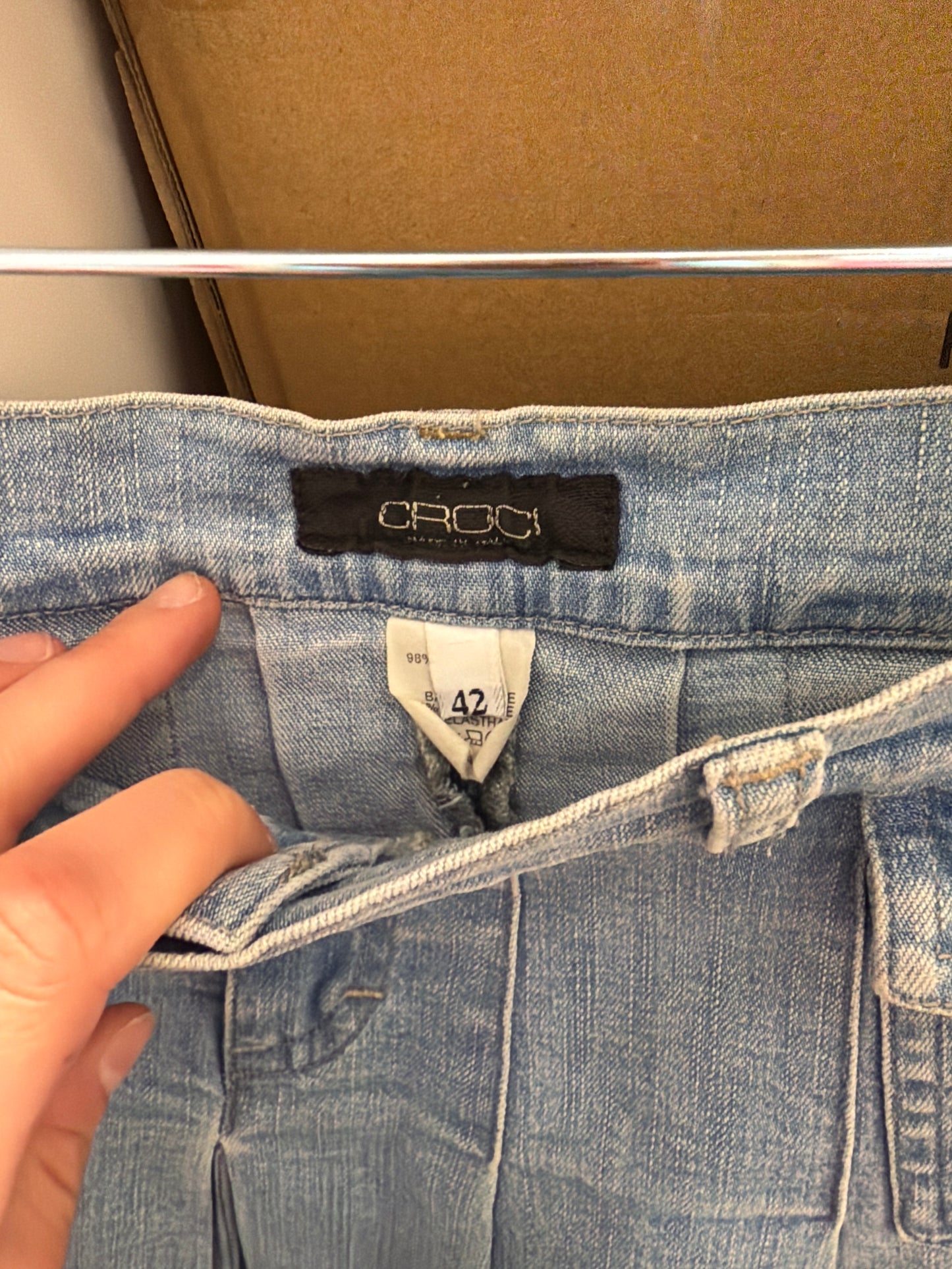 197 denim pleated mini skirt