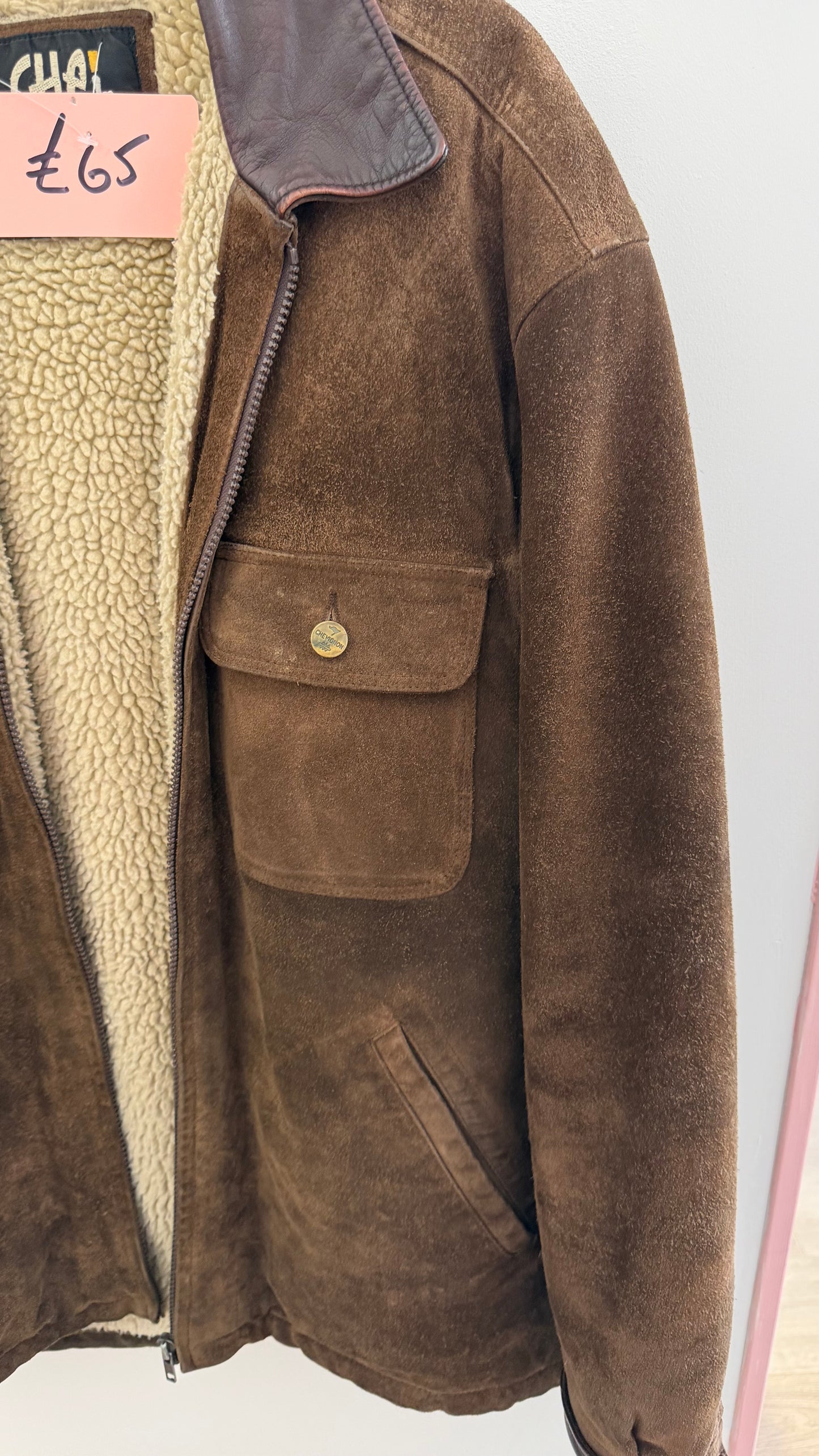 347 Brown suede jacket with fur lining