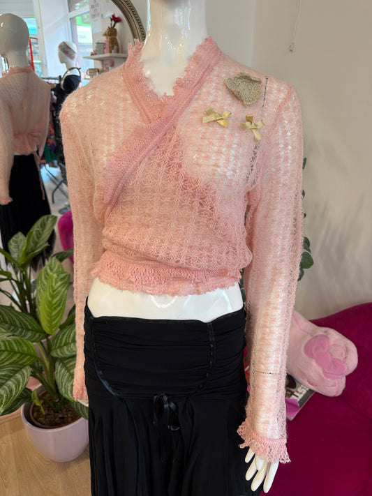 391 Pink knit cardy