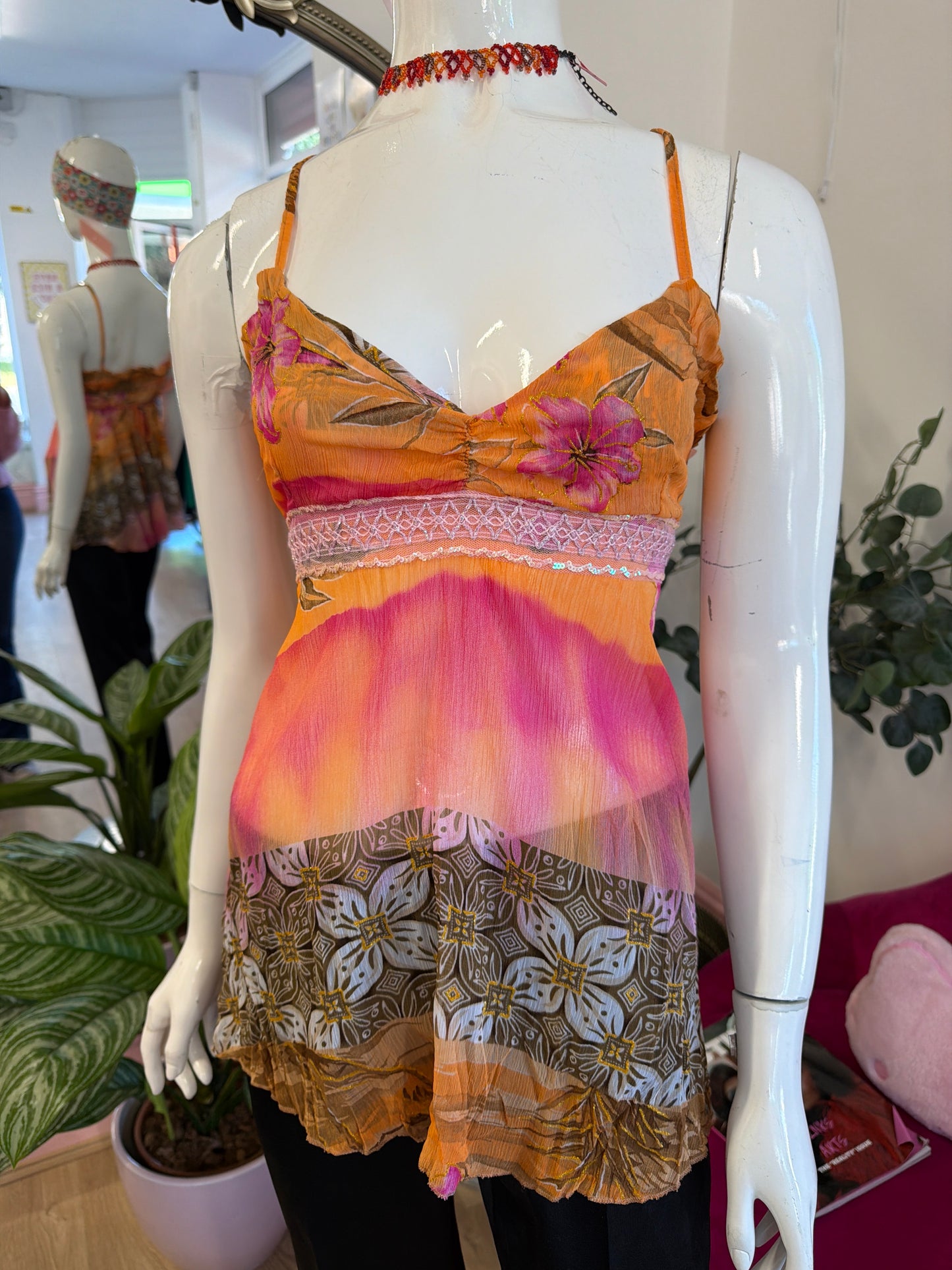 369 Orange floral cami top