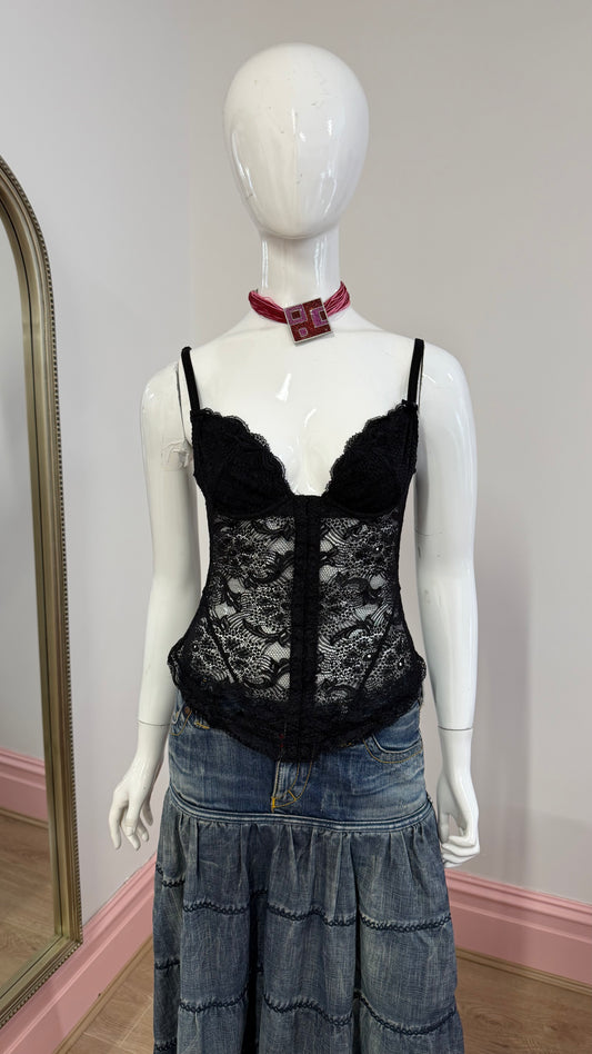 69 Black lace cami