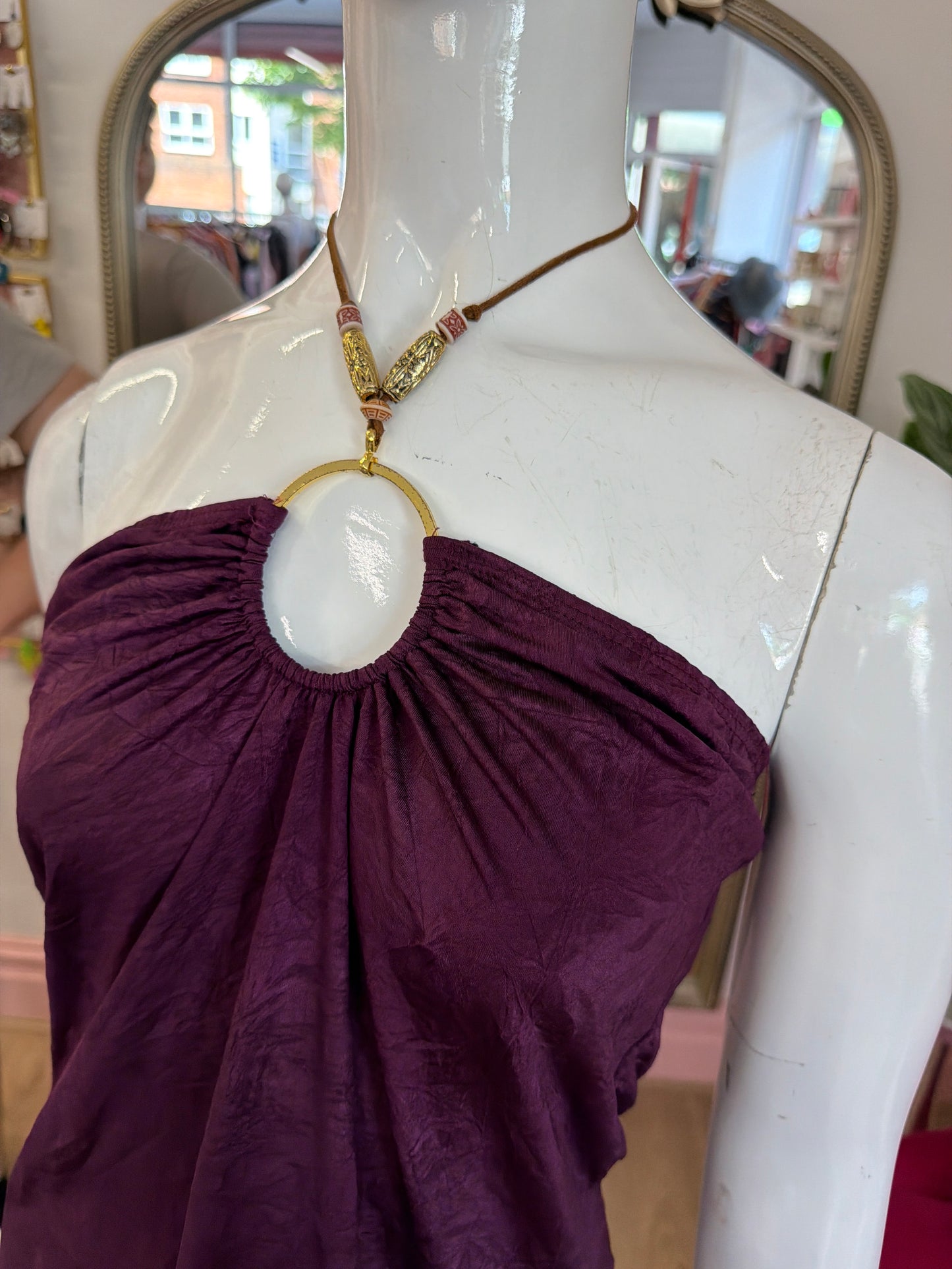 502 Purple halter neck tie top