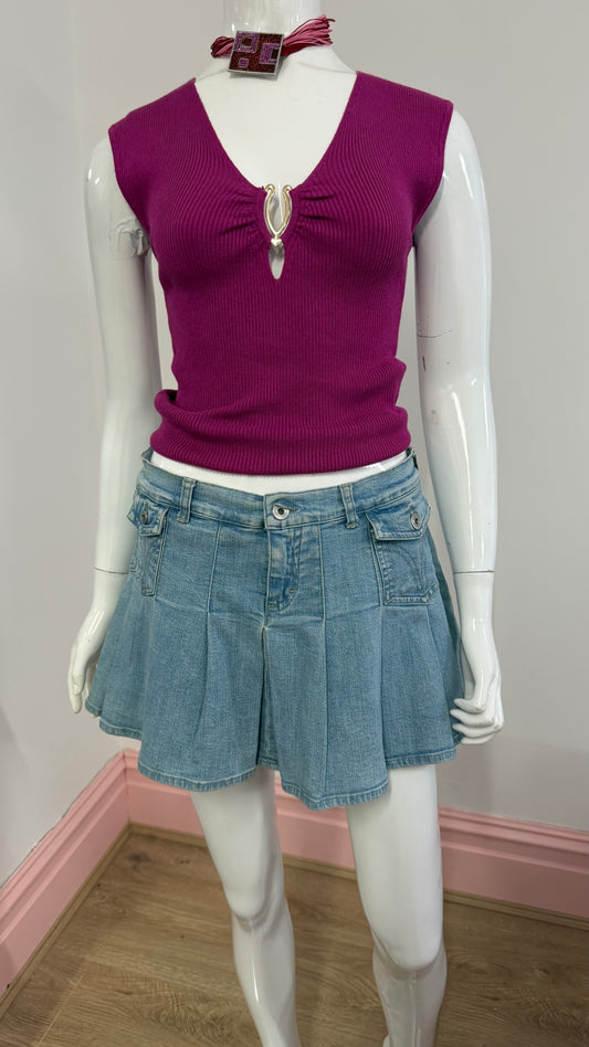 197 denim pleated mini skirt