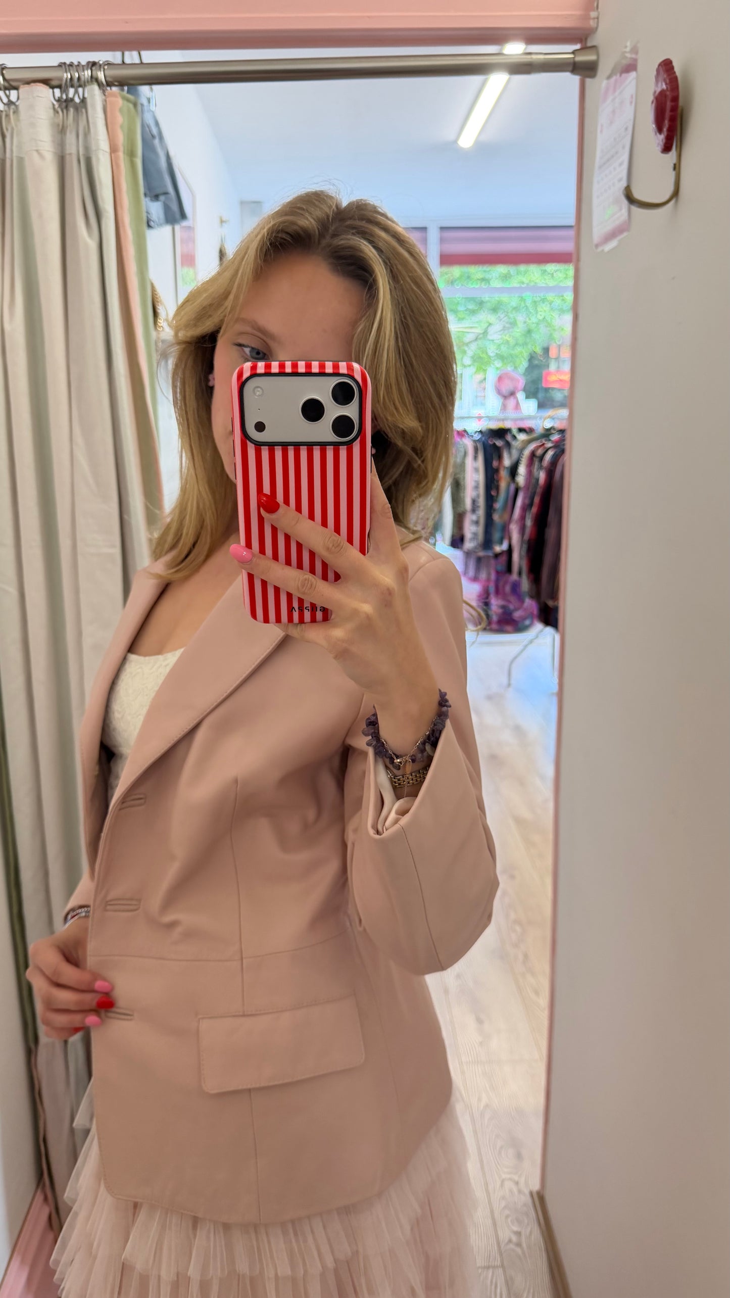 338 pink leather blazer jacket
