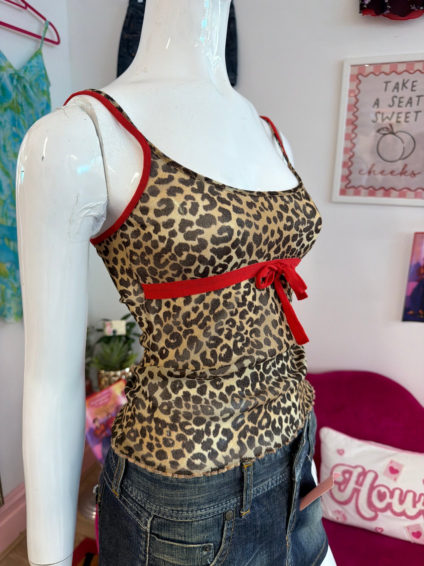 642 Intimissimi Leopard print sheer top Size Small