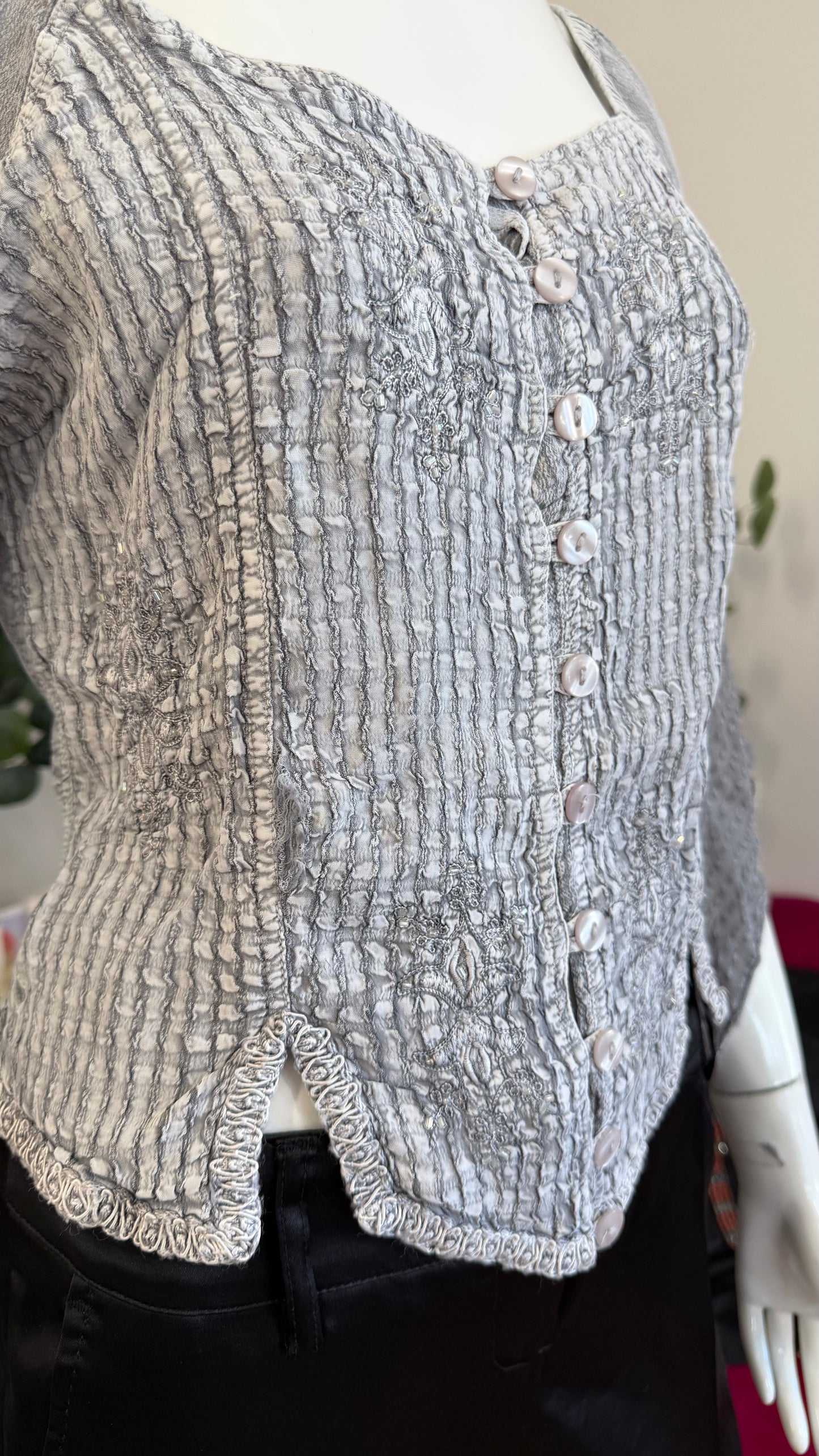 380 Grey button up shirt free size
