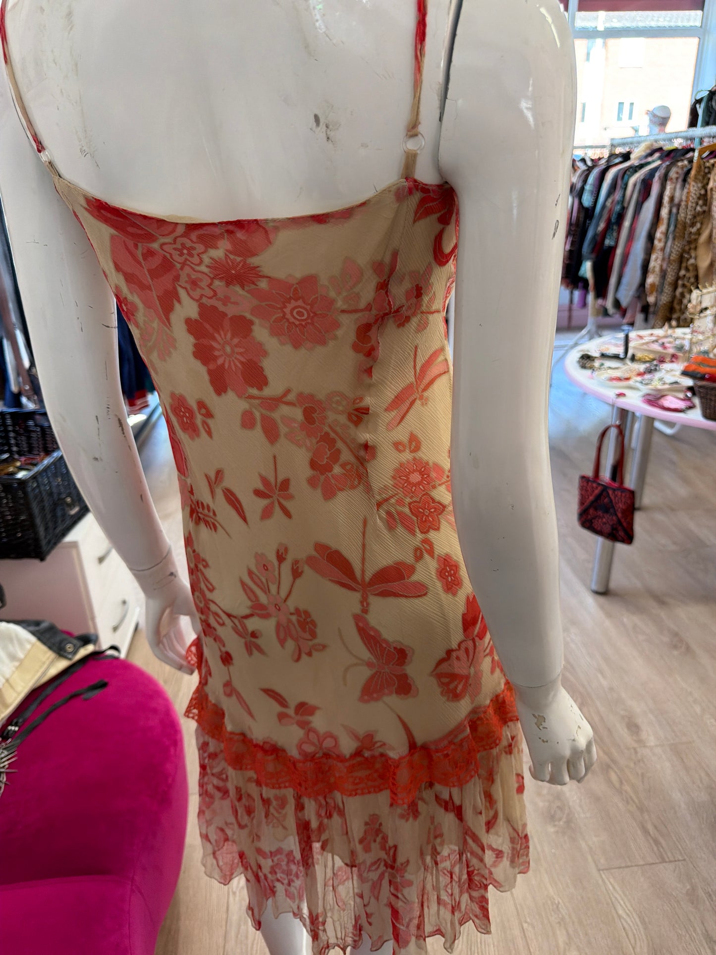 451 Beige & coral floral dress