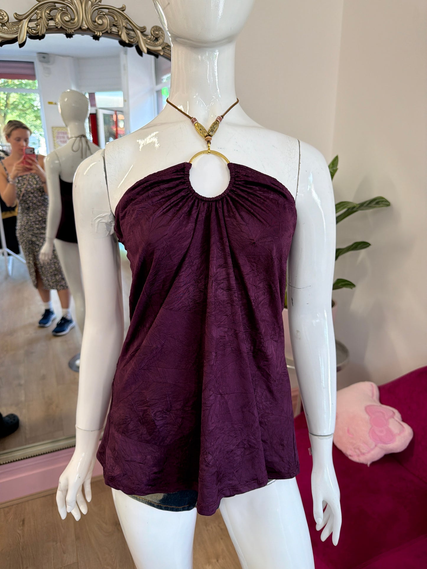 502 Purple halter neck tie top