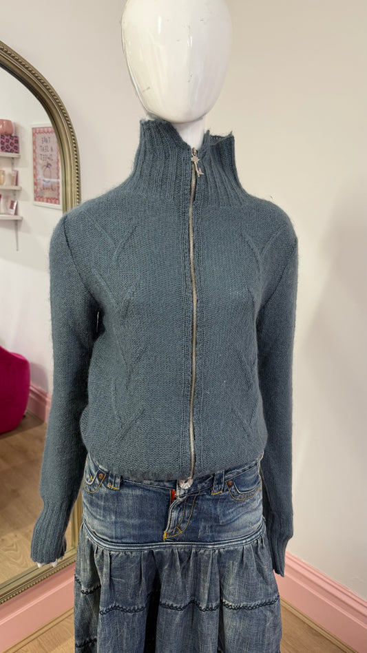 84 blue zip jumper