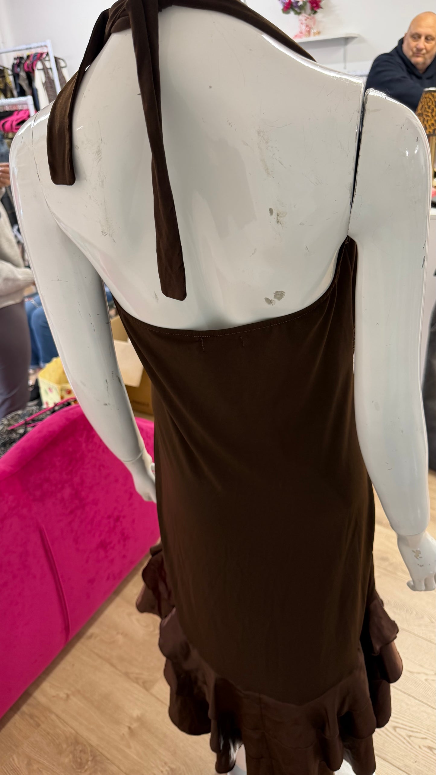 231 Brown halter neck dress