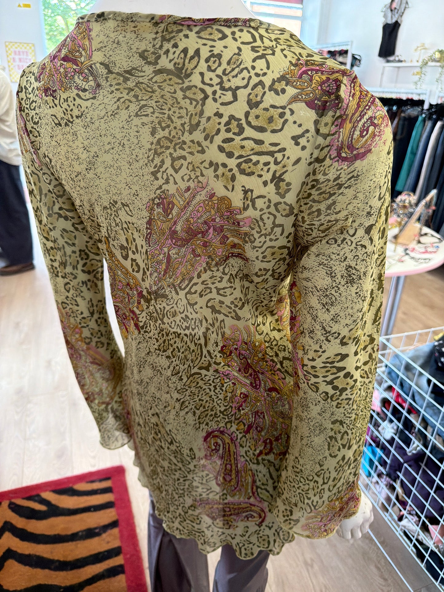 605 Green Paisley sheer shirt