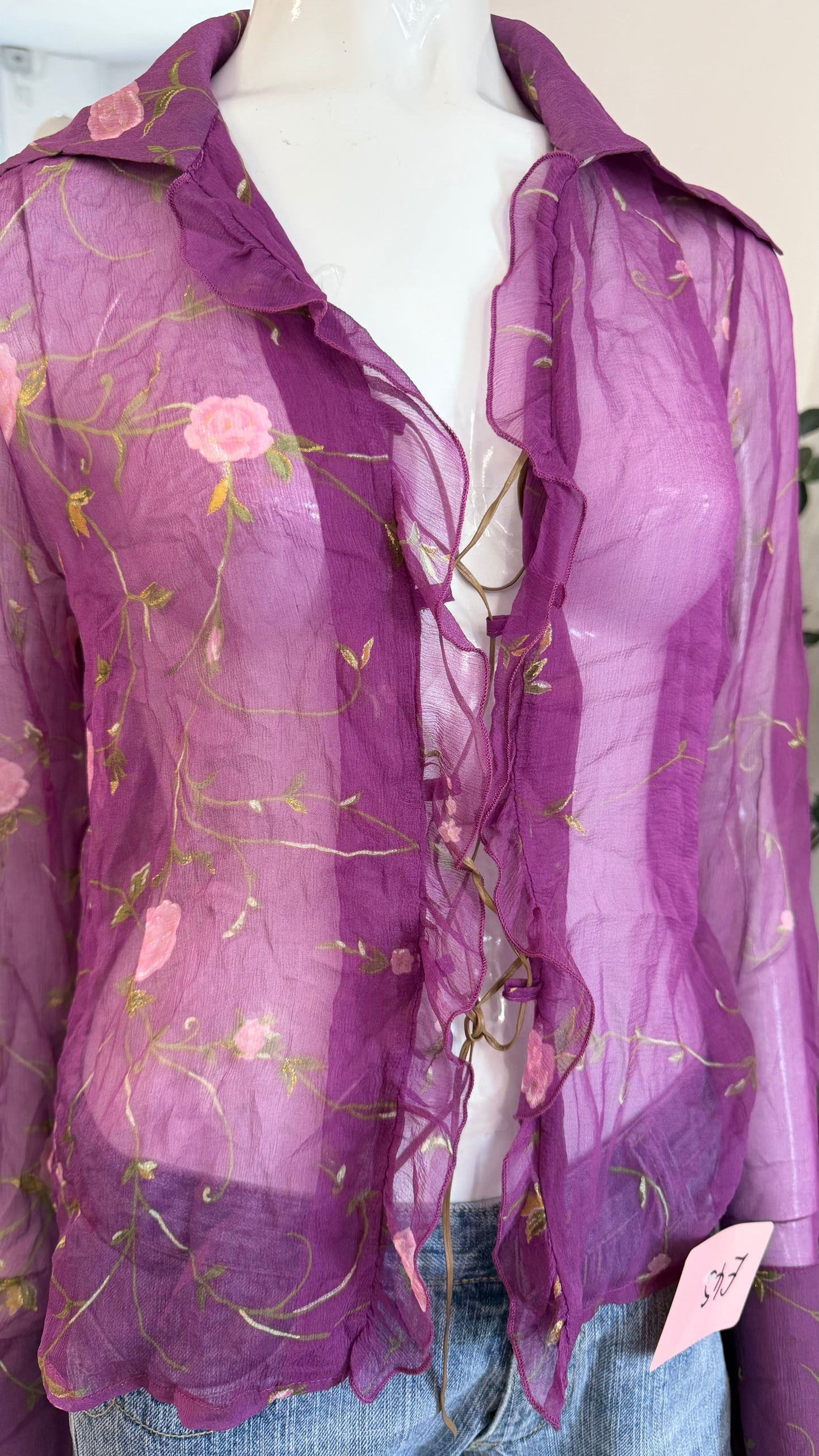 357 meshed lilac floral shirt