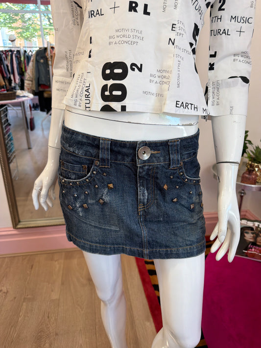 591 Studed denim mini skirt