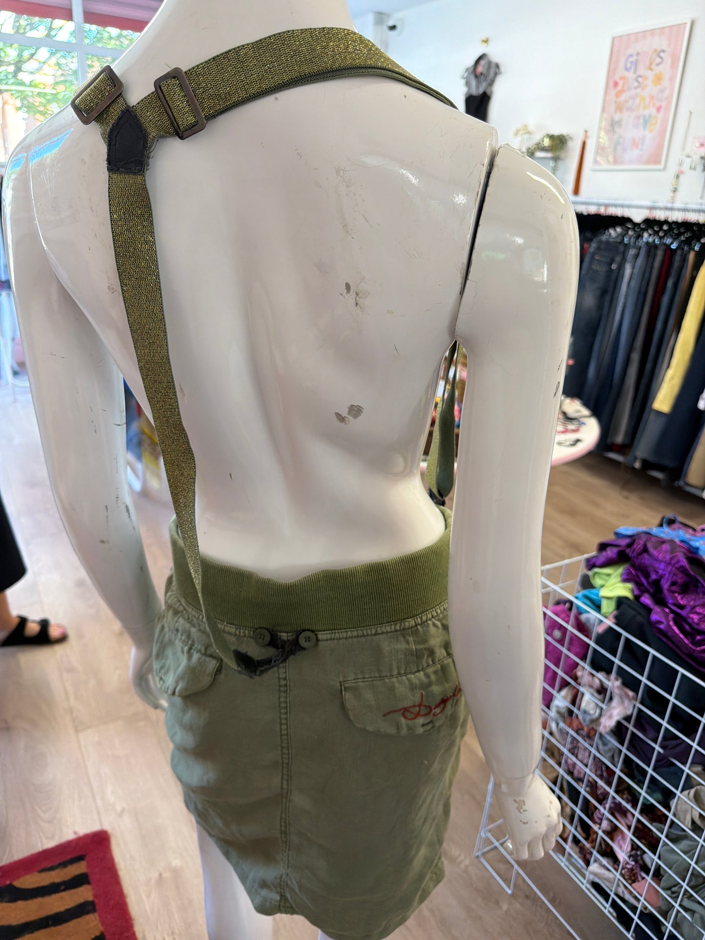 630 Desigual khaki skirt dungarees Size 8