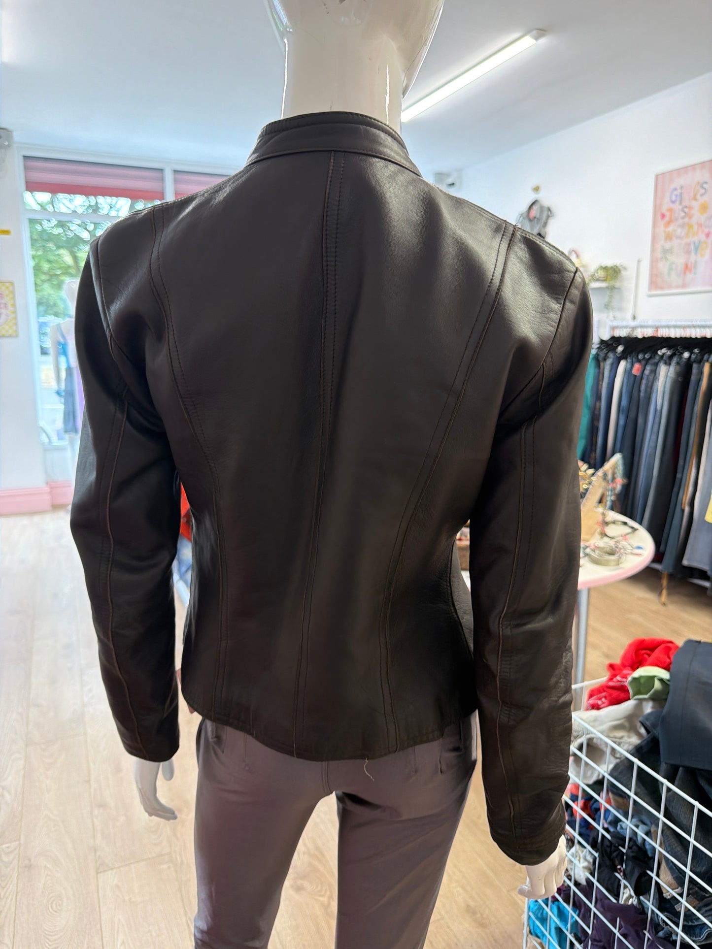 597 Brown soft leather jacket size Small