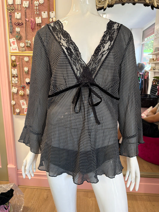 501 Polka dot mesh top