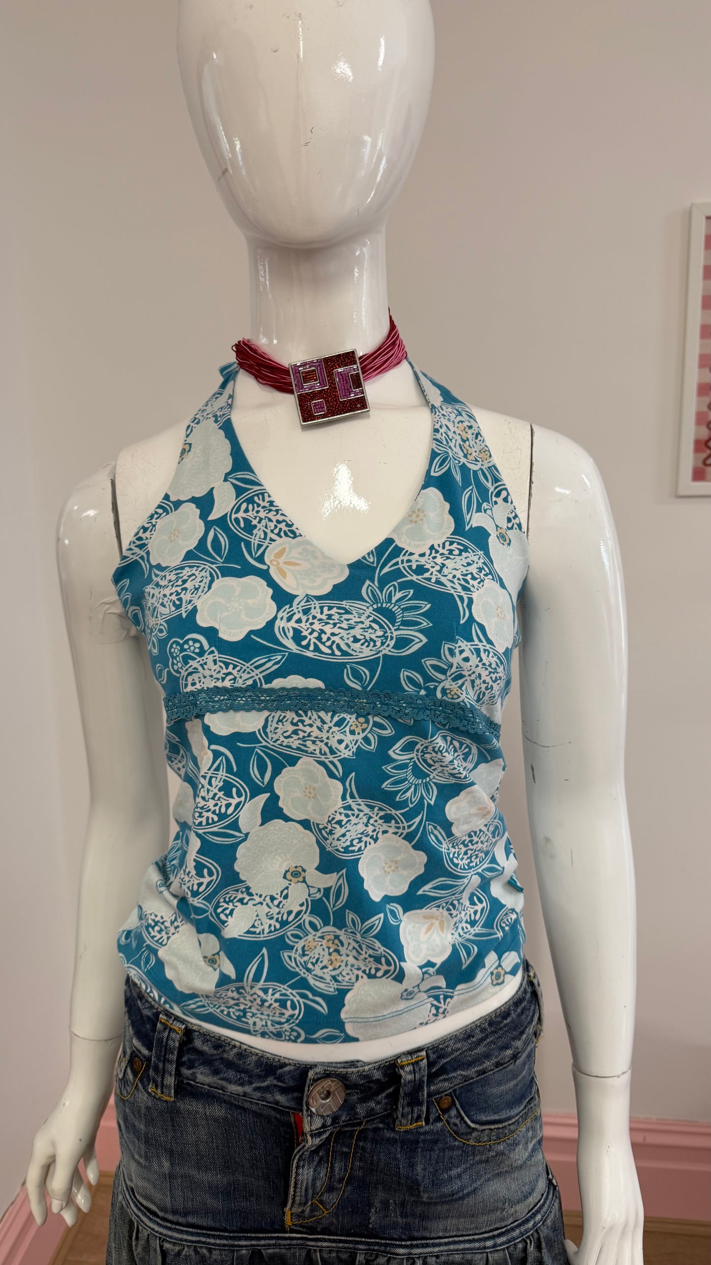 60 blue halter neck top