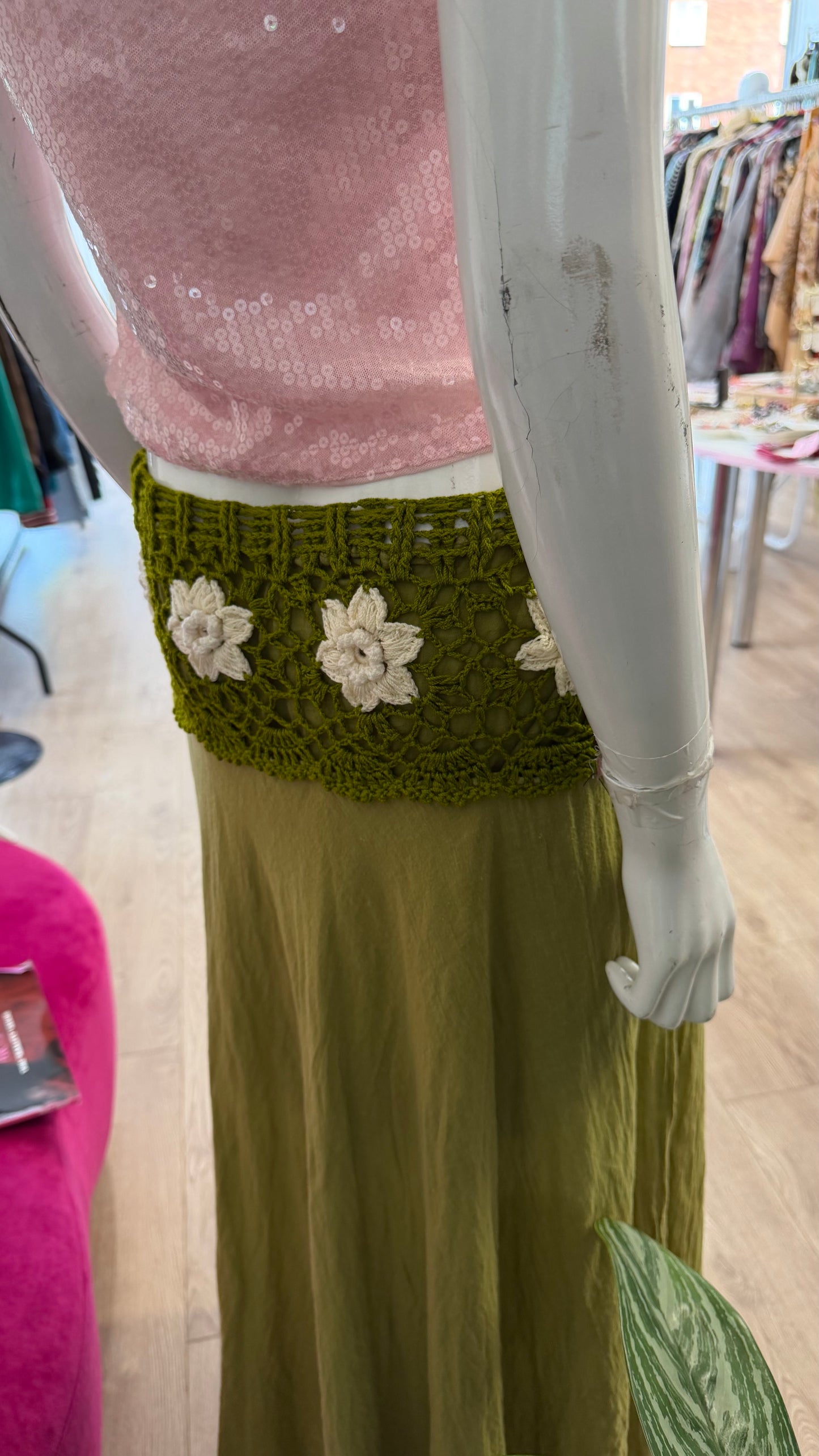 384 Green crochet skirt
