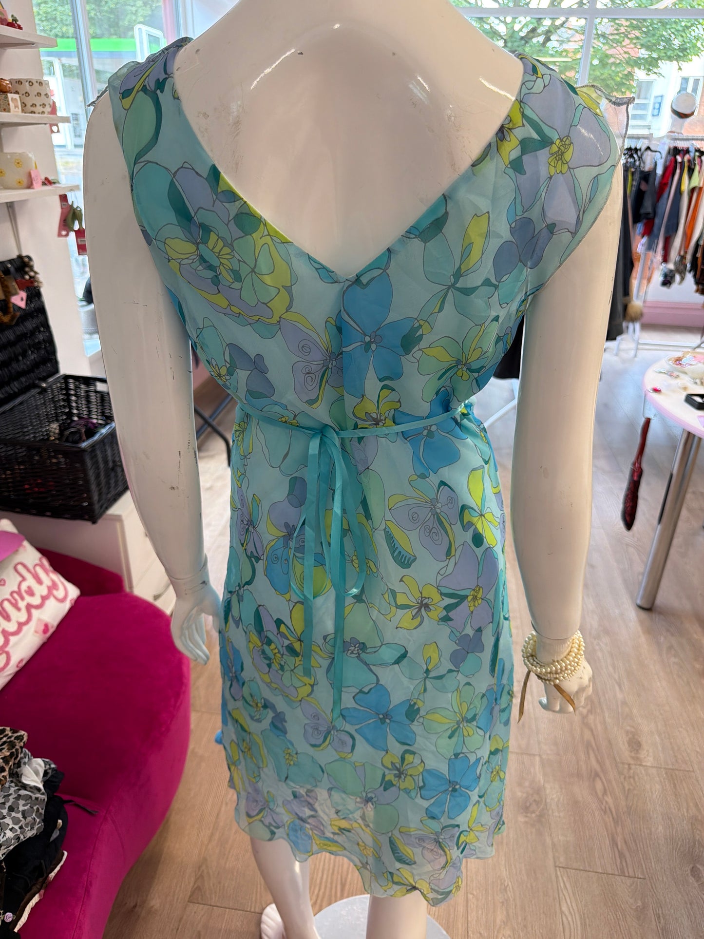 521 Blue mesh floral dress