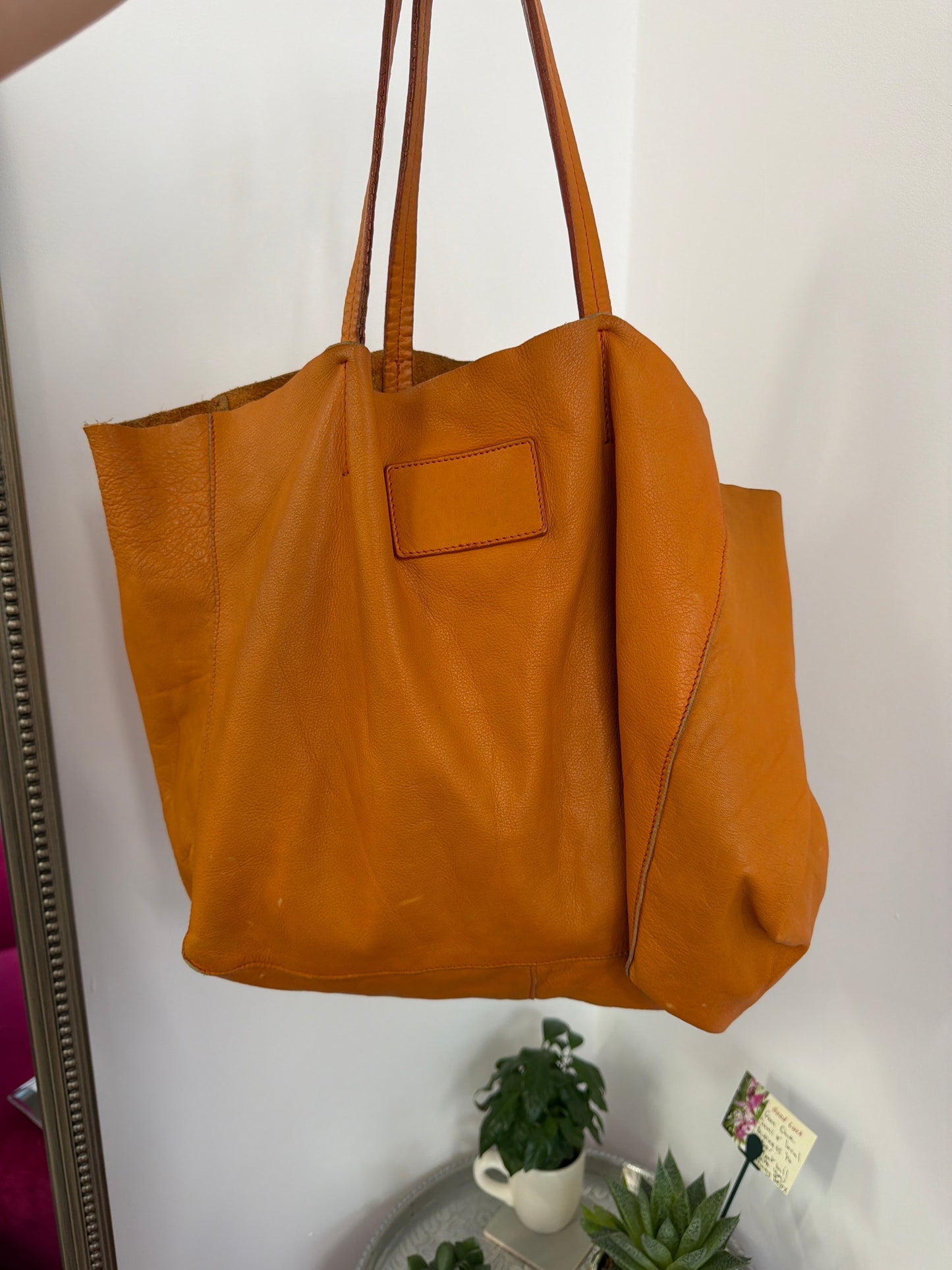 607 Orange leather bag