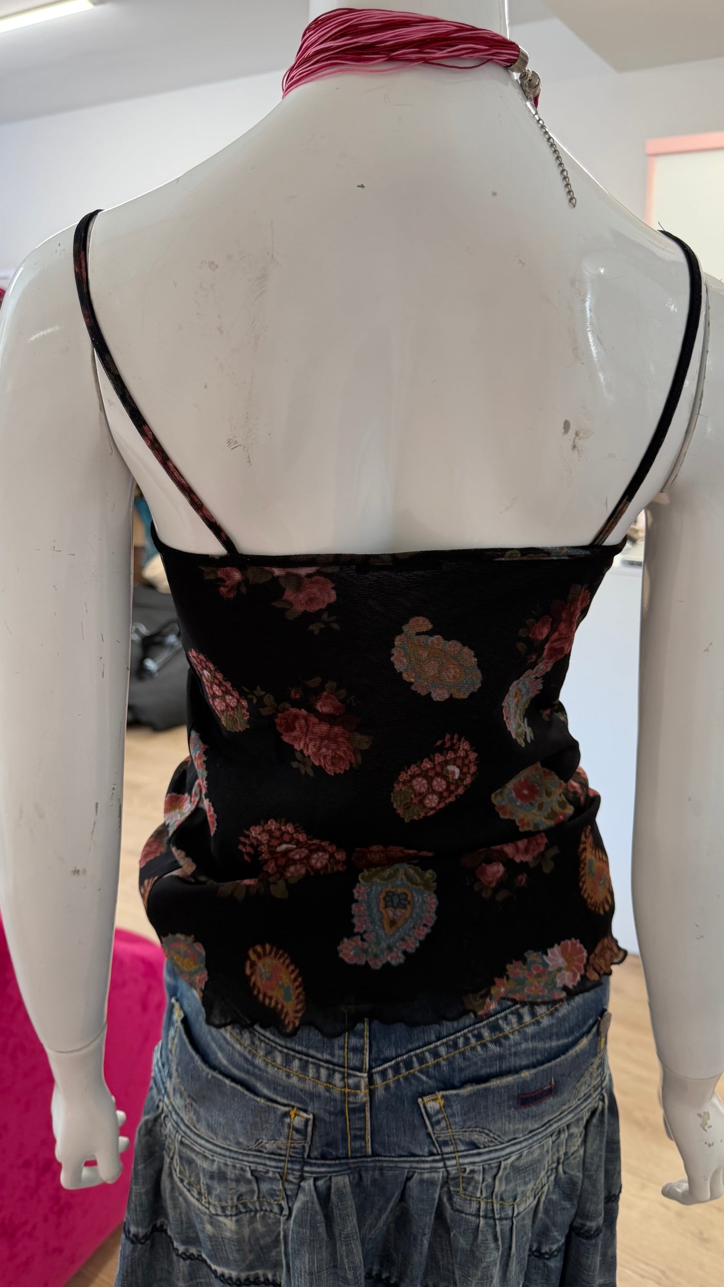 78 black floral cami