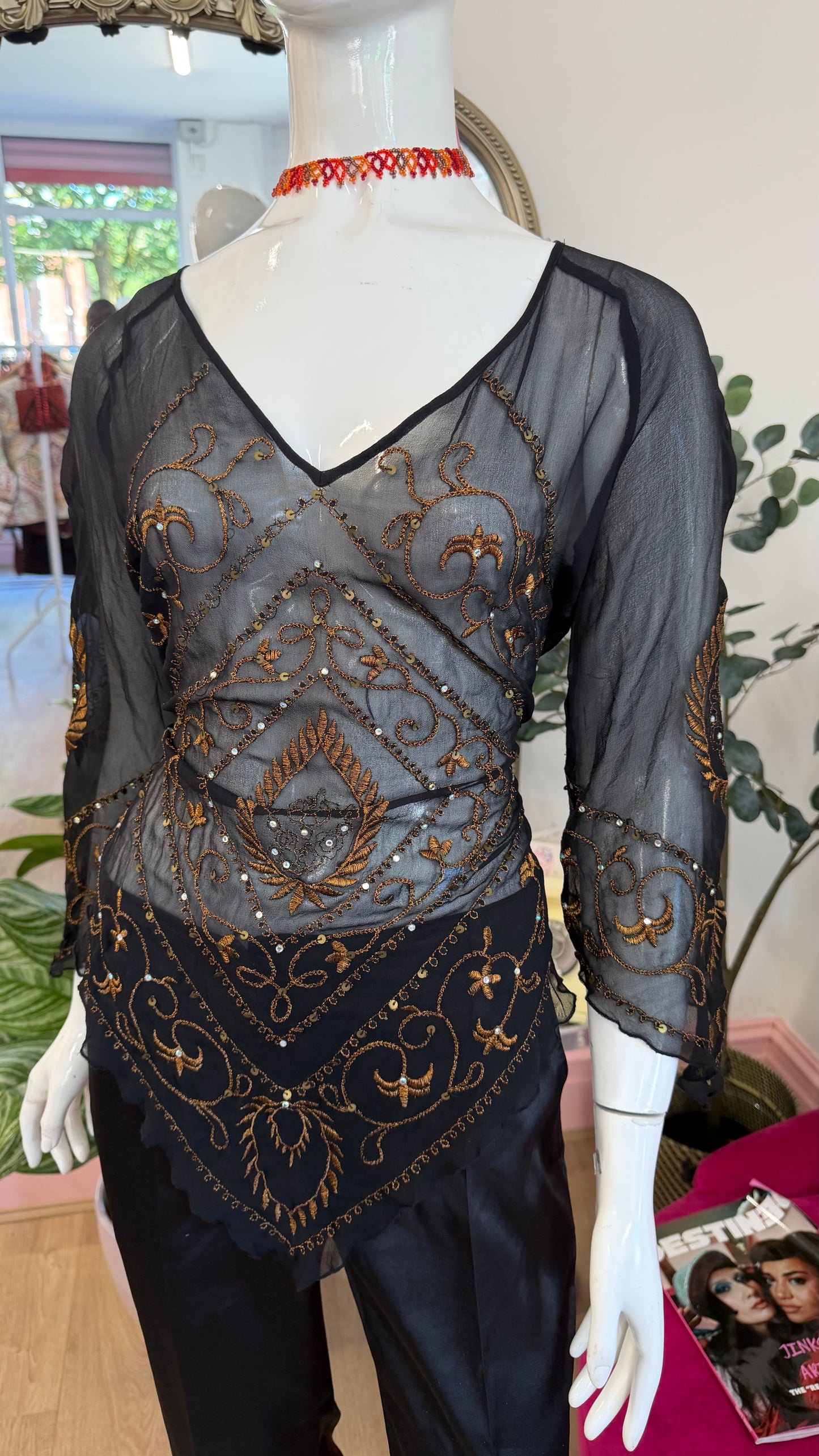 376 Black top with sequin detailing
