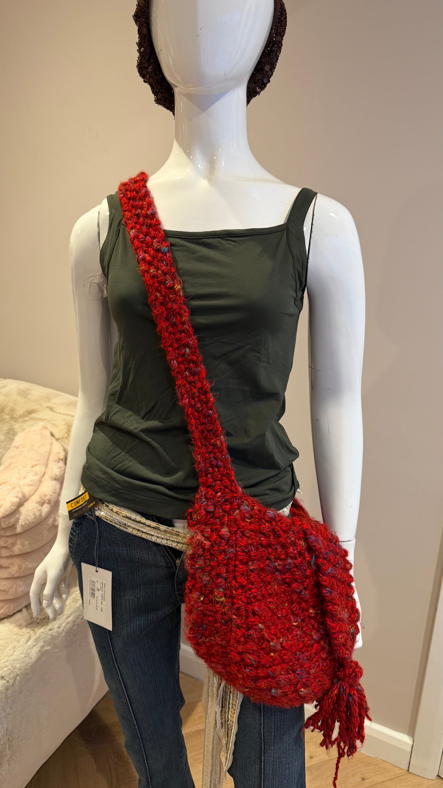 22 Red crochet bag
