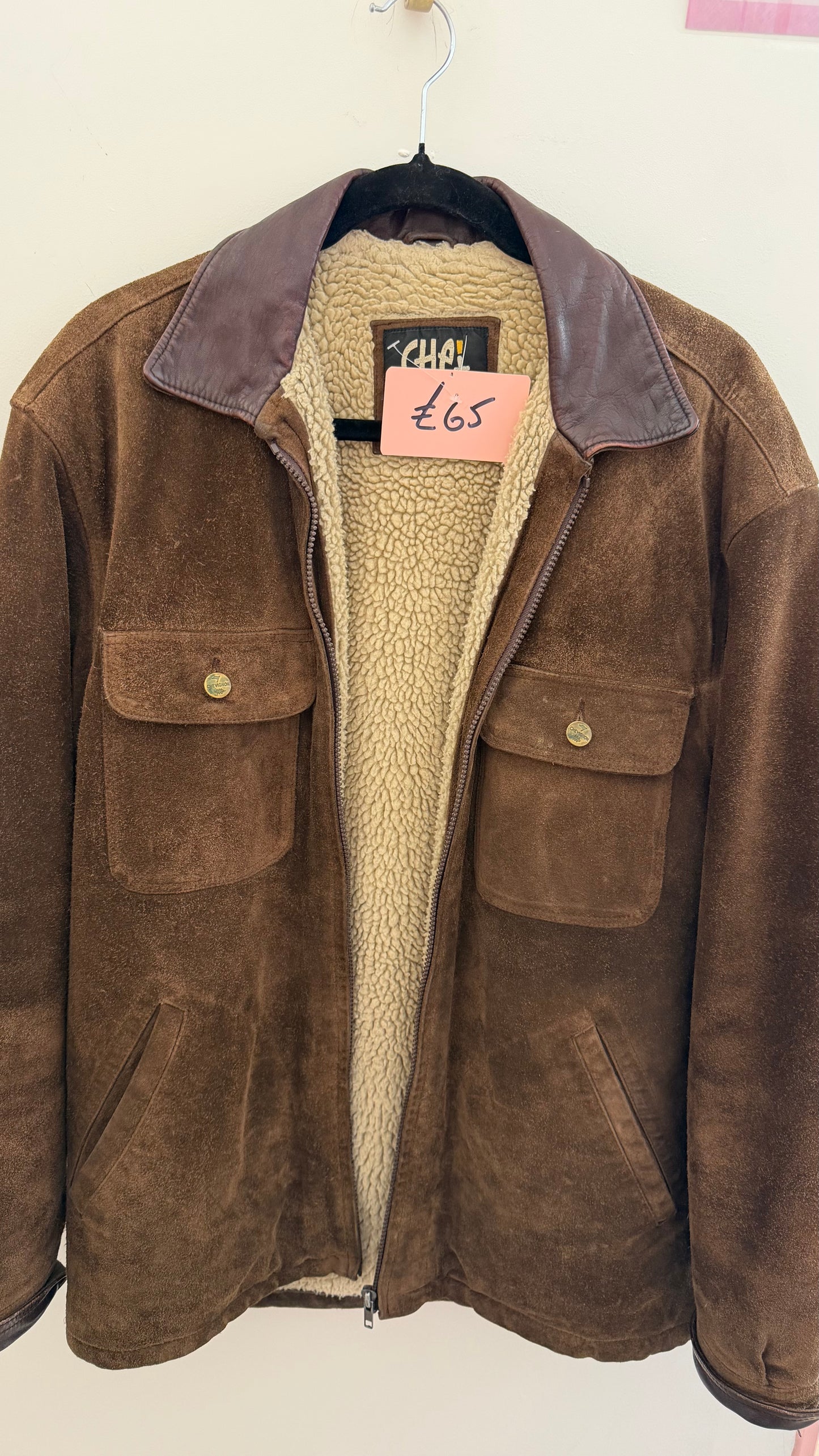 347 Brown suede jacket with fur lining