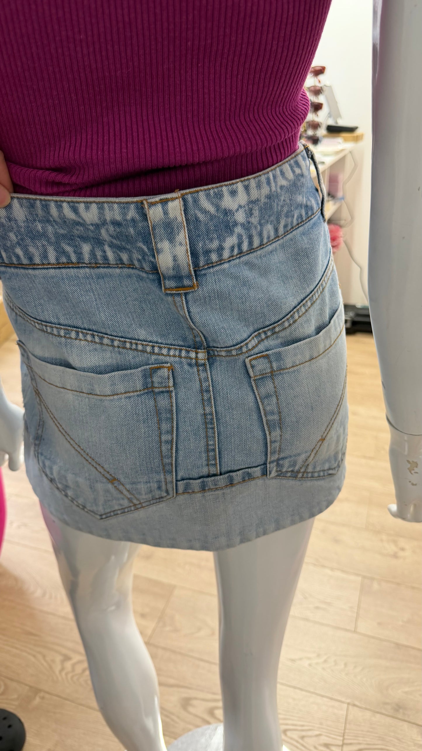 175 fishbone denim mini skirt