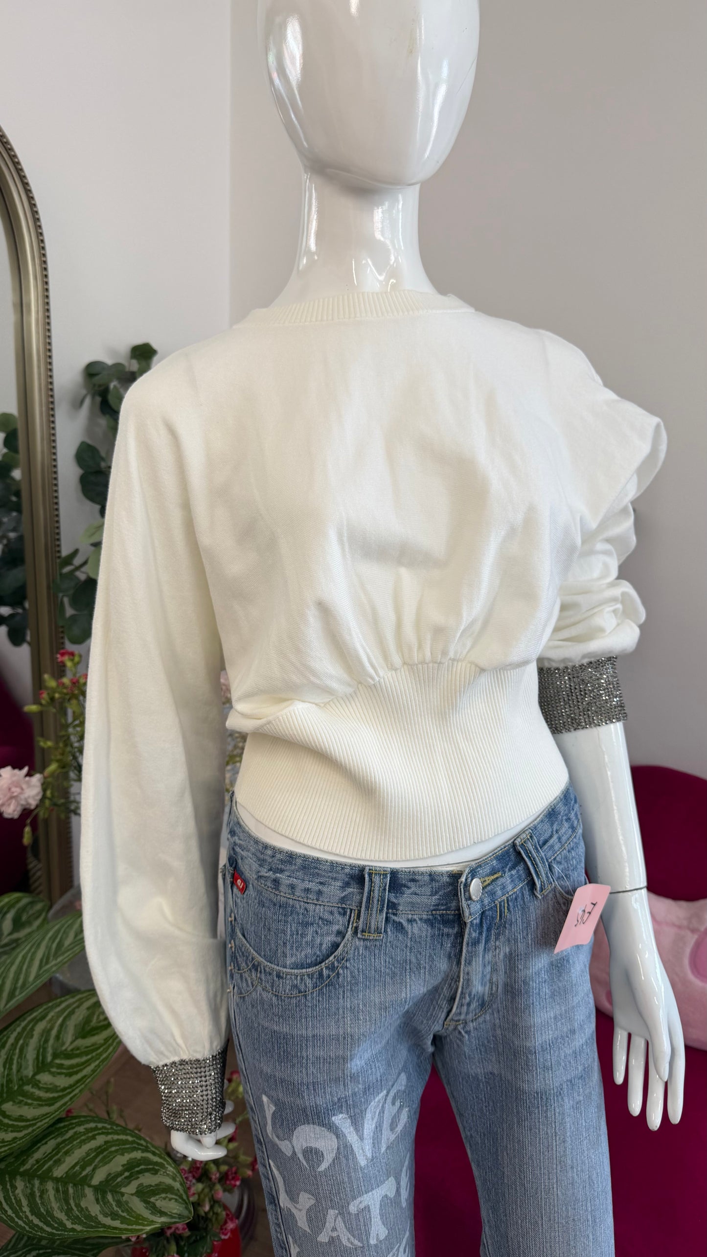 354 Guess jumper with rhinestone cuffs