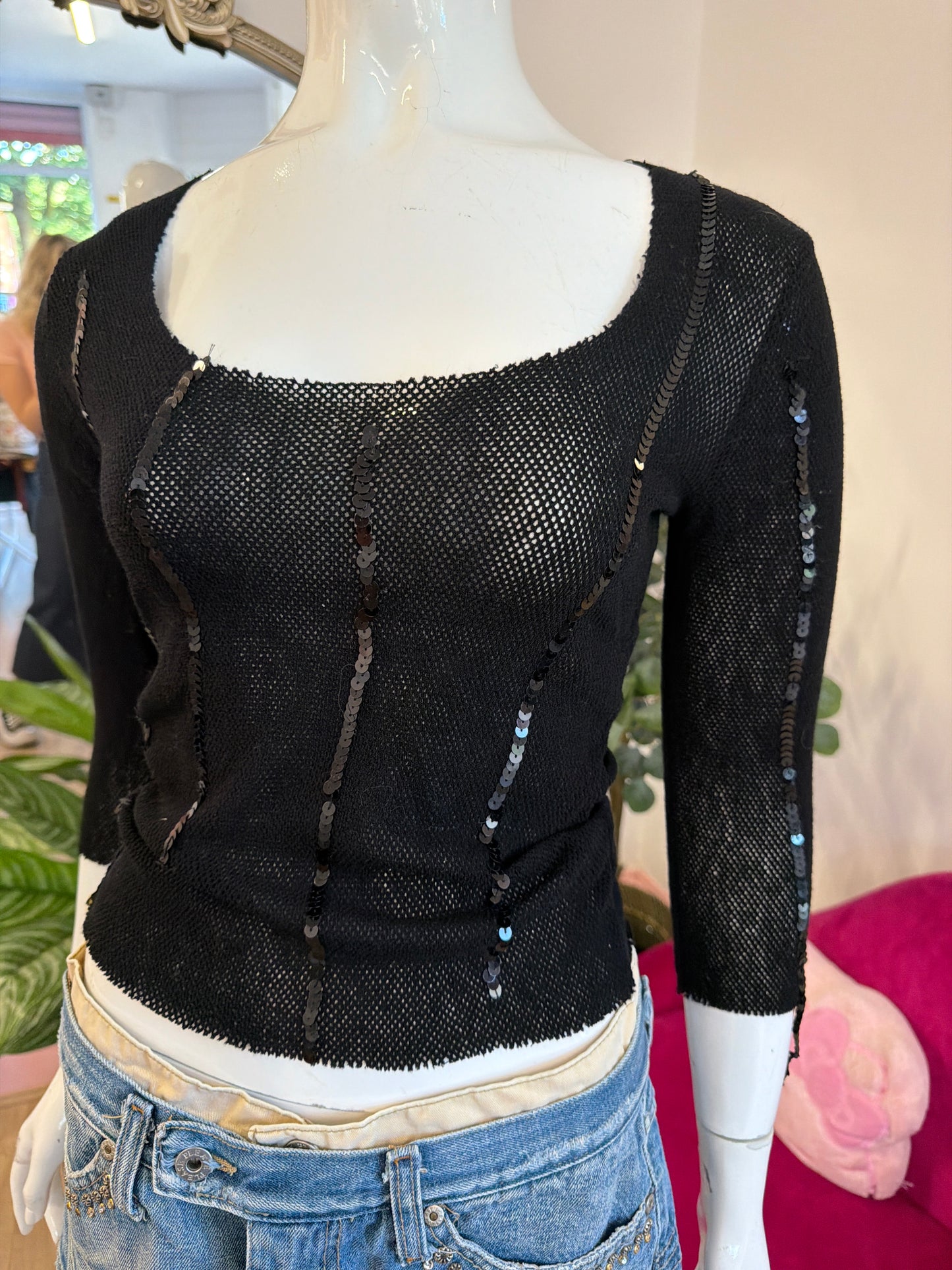 442 black sequined top