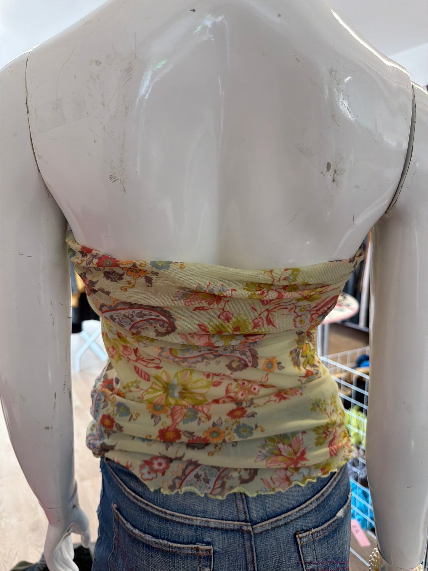 525 Floral mesh boob tube top