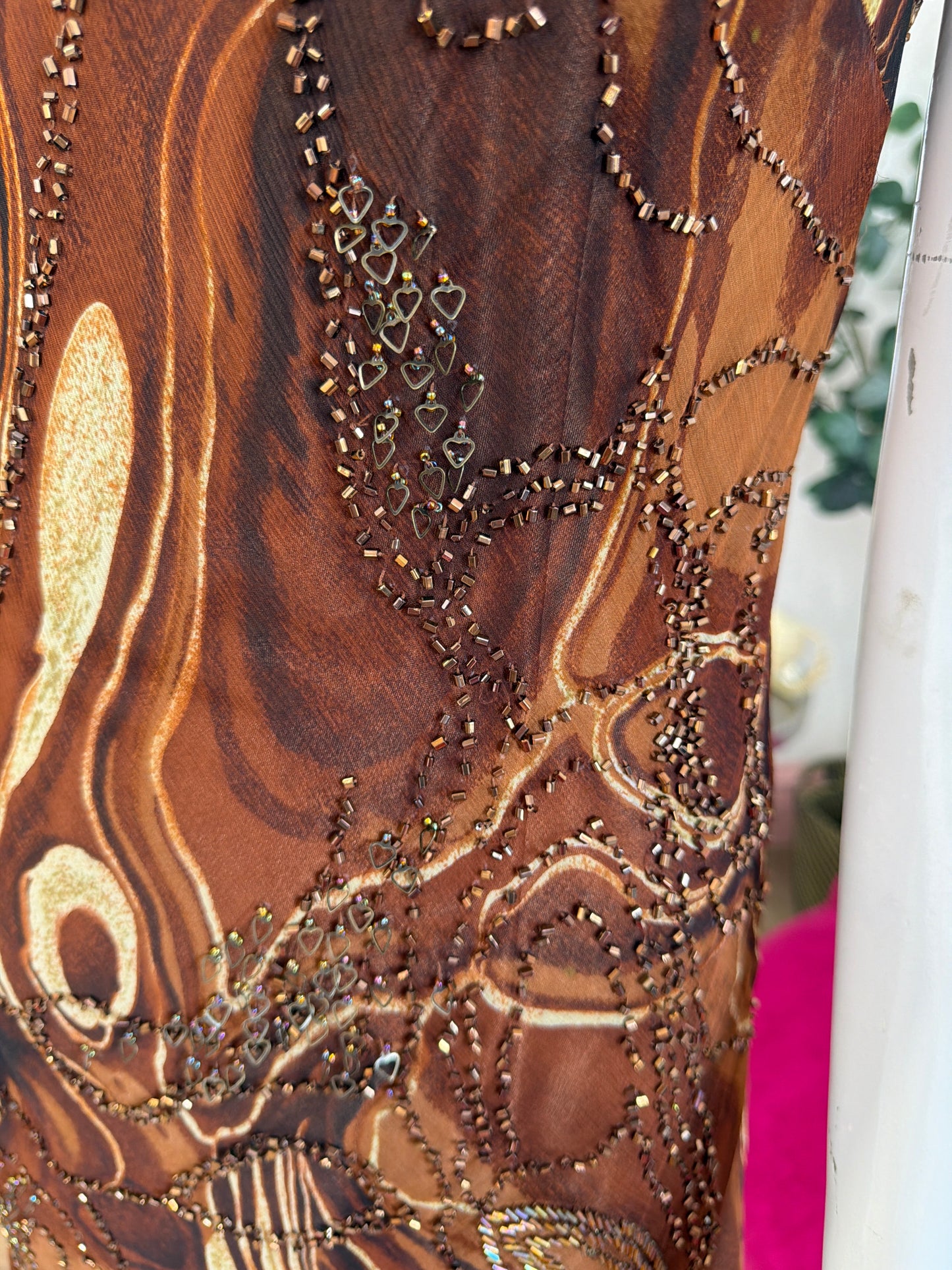 486 Brown dress with embellishments