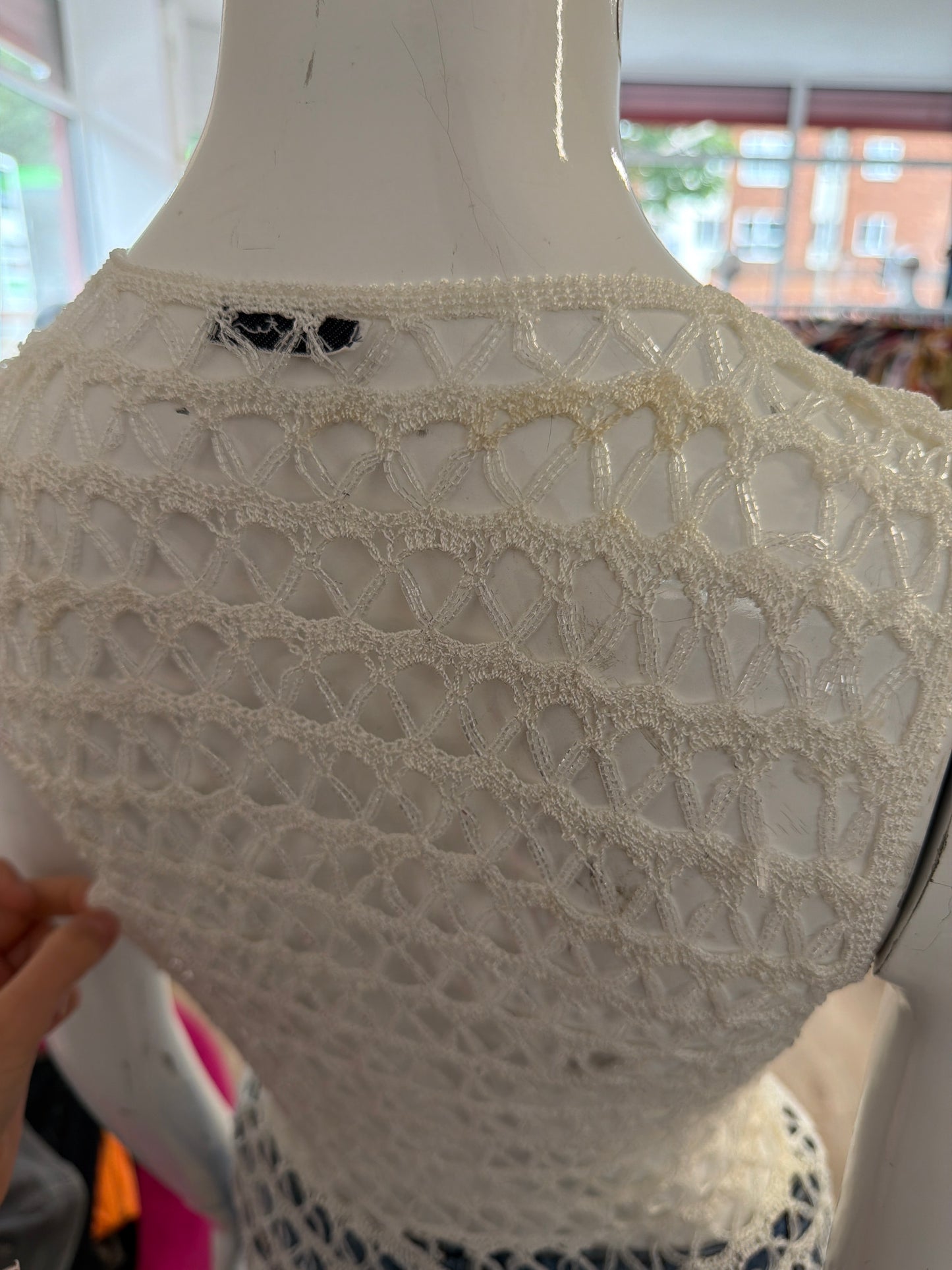 526 White net beaded tank top