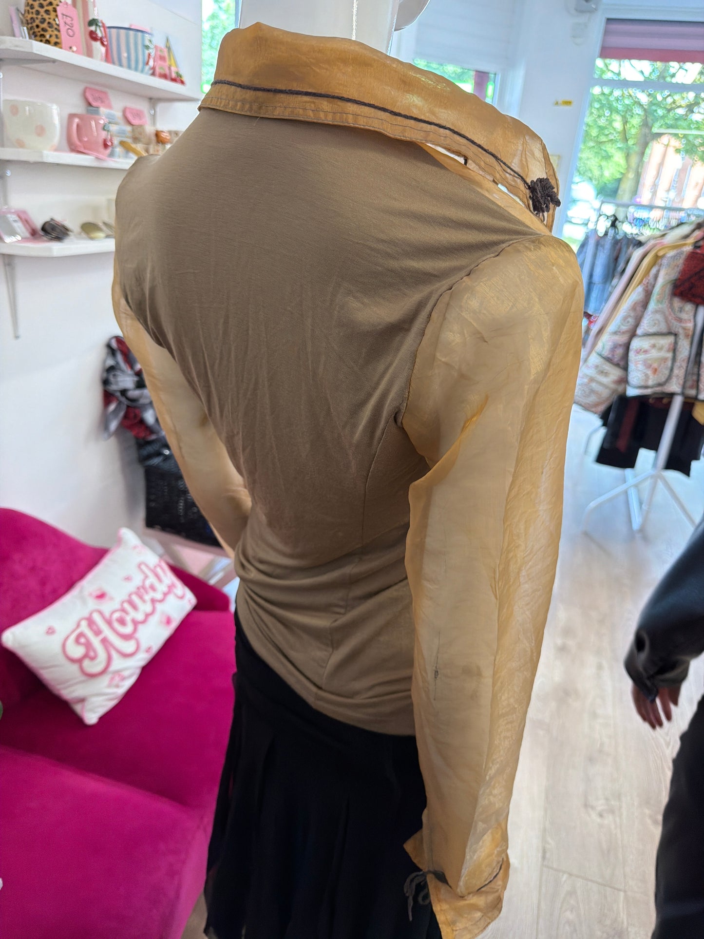 394 Satin shirt with cami top attached