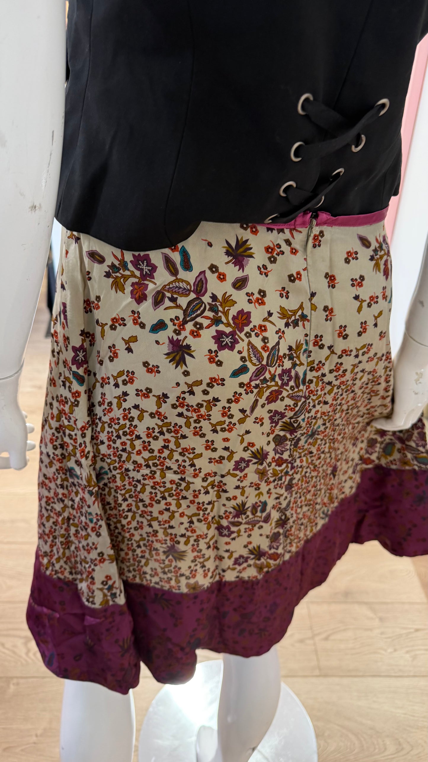 211 satin floral skirt
